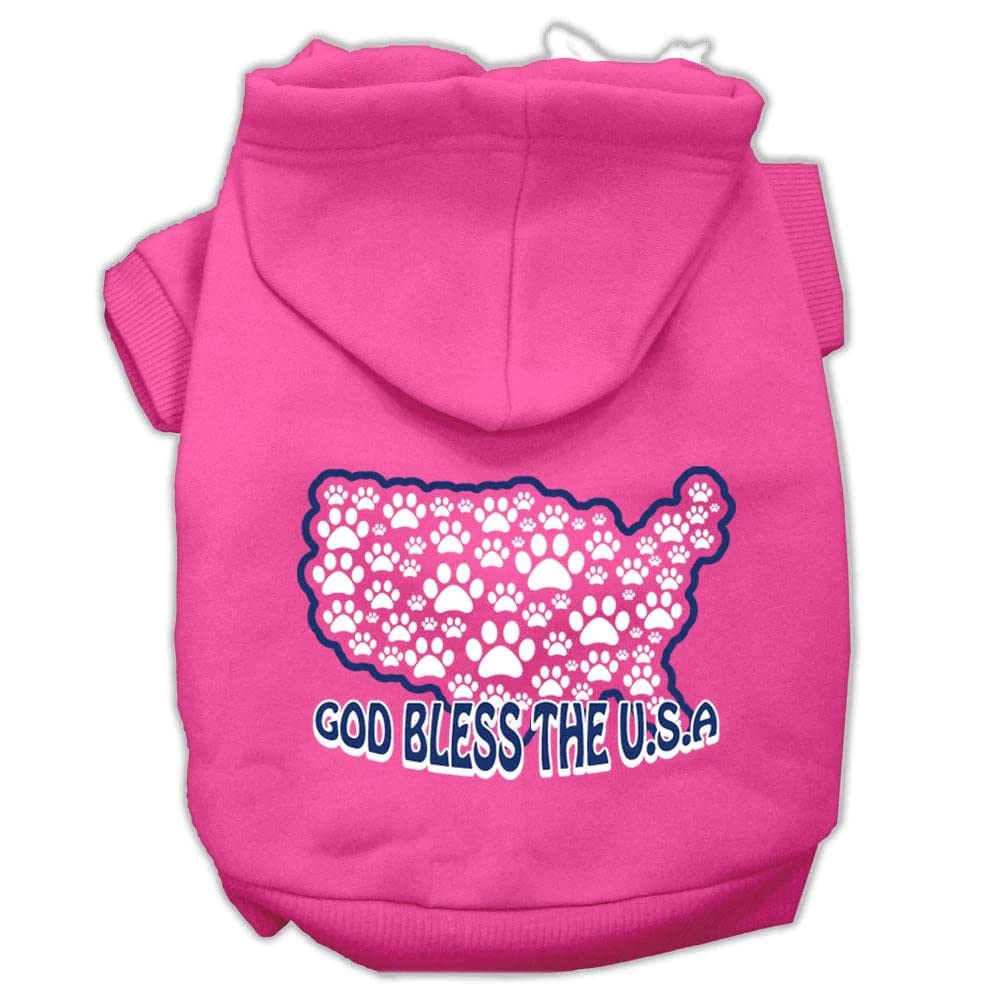 Pet, Dog & Cat Hoodie Screen Printed, 'God Bless The Usa' Black Md (6-10 Lbs.)