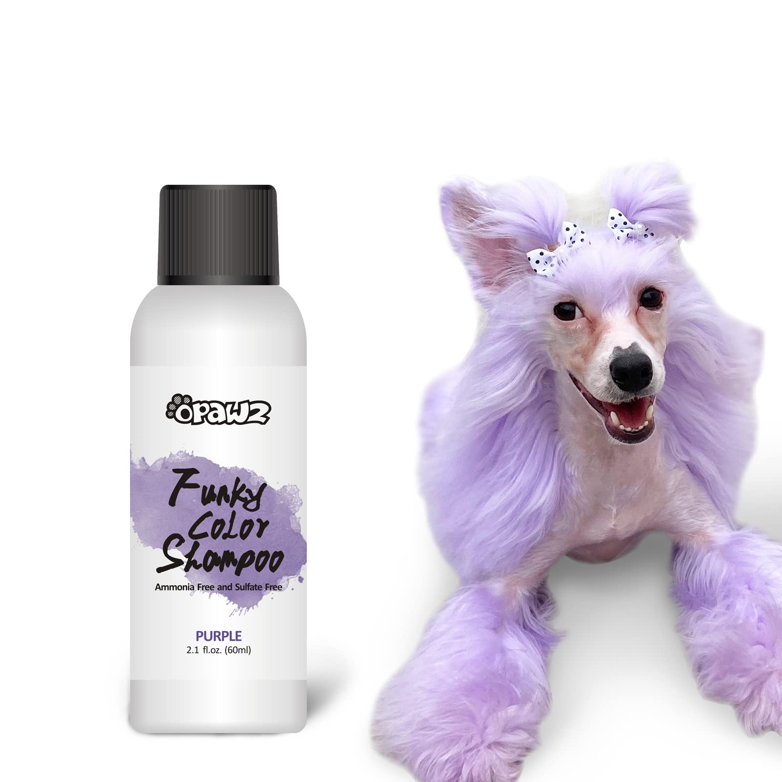 Opawz Color Depositing Shampoo For Dogs, Semi-Permanent Dog Hair Dye Coloring Safe Shampoo, Non-Toxic Colorwash Shampoo For Pets (Purple, 2.1 Fl.Oz / 60Ml)