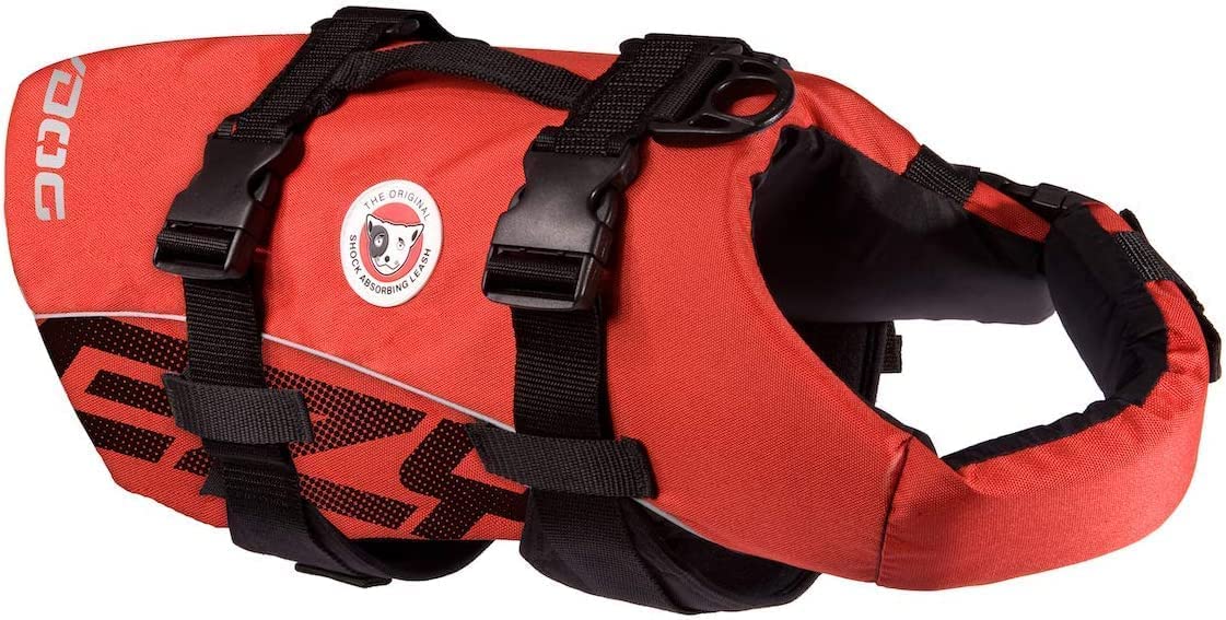 Ezydog Dfd Dog Life Jacket - Adjustable Swimming Safety Vest With Reflective Trim & Durable Grab Handle - 50% More Flotation Material - X-Large, Red