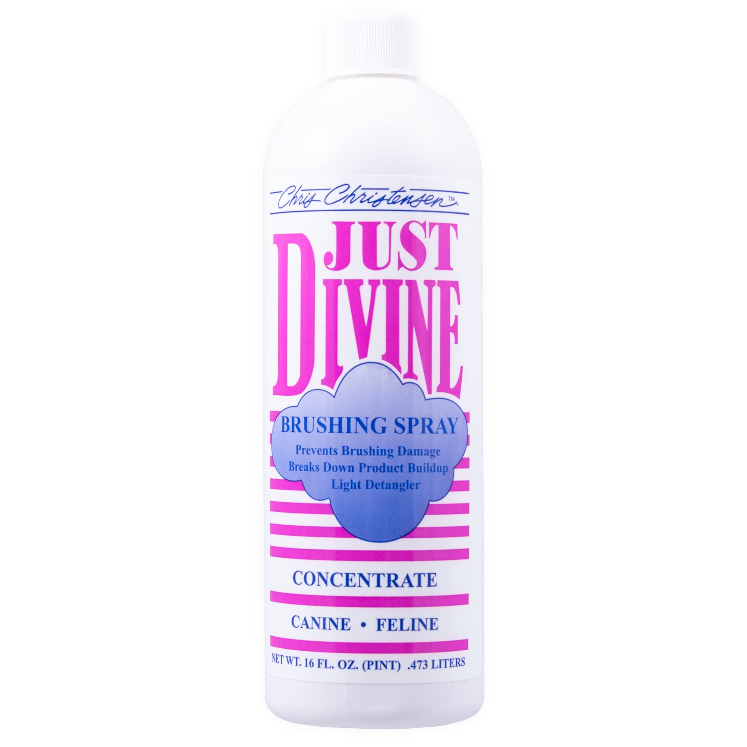 Chris Christensen Just Divine Dog Brushing Spray Concentrate, Groom Like a Professional, Prevents Brushing Damage, Light Detangl