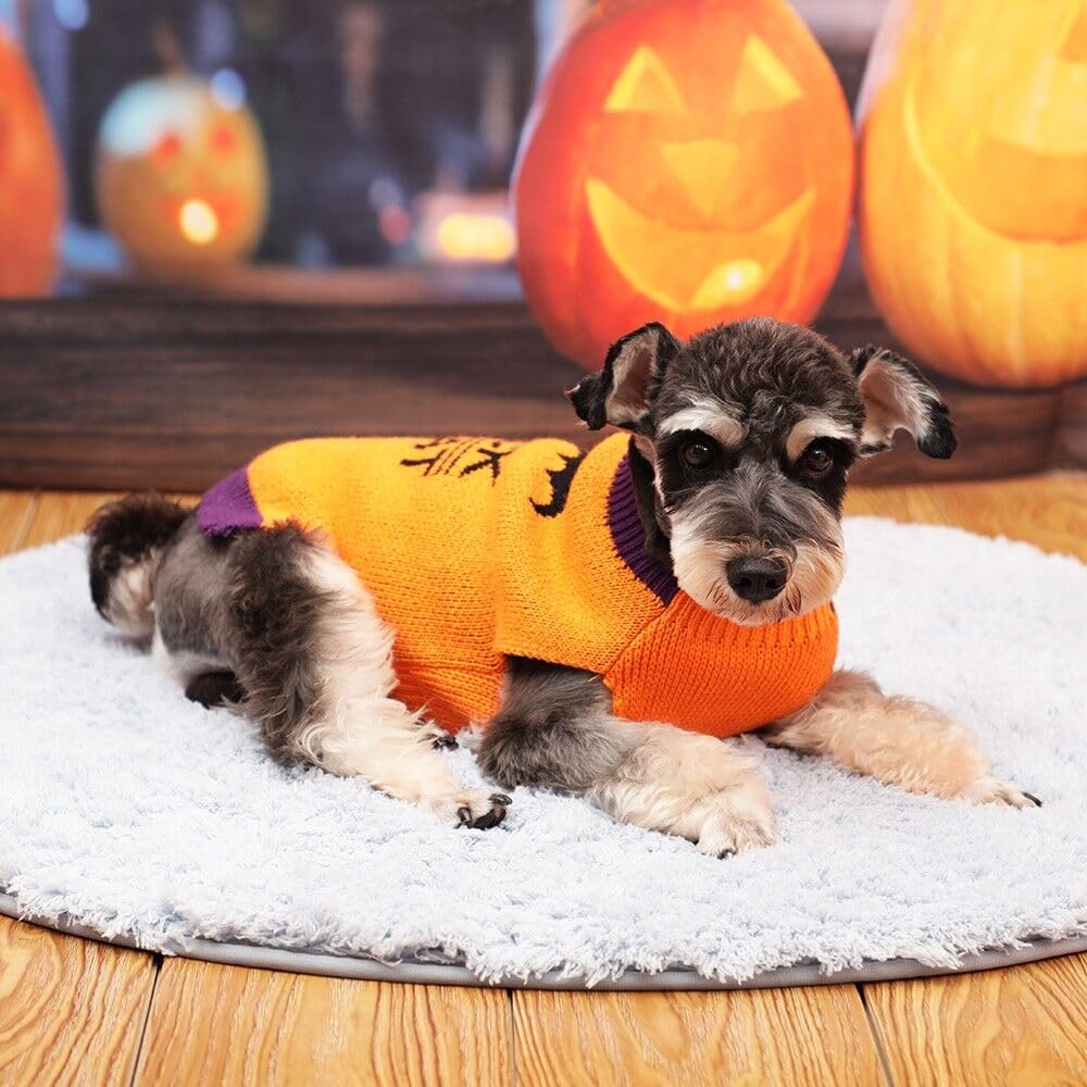 Halloween Dog Sweaters For Small Dogs: Turtleneck Knitted Warm Puppy Bat Costume, Doggie Winter Trick Or Treat Pullover Holiday