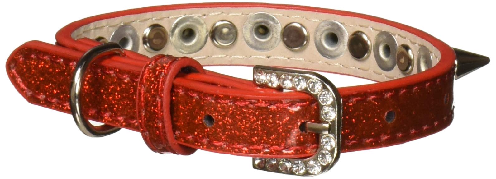 Dog, Puppy and Pet Ice Cream Collar, Crystal & Silver Spikes Red 12
