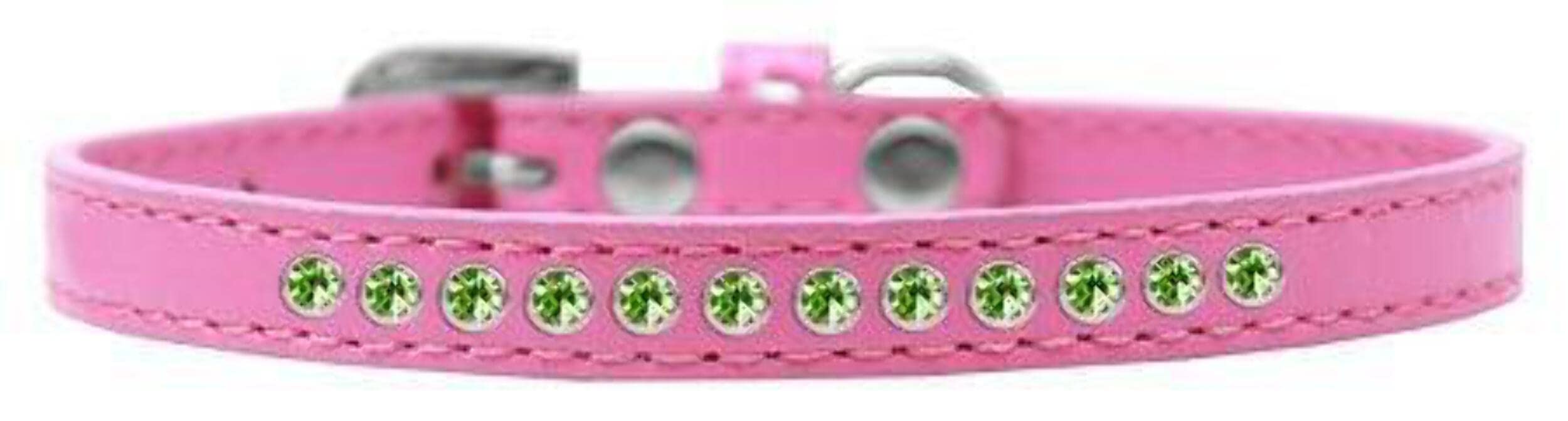 Mirage Pet Products Lime Green Crystal Bright Pink Puppy Dog Collar, Size 14