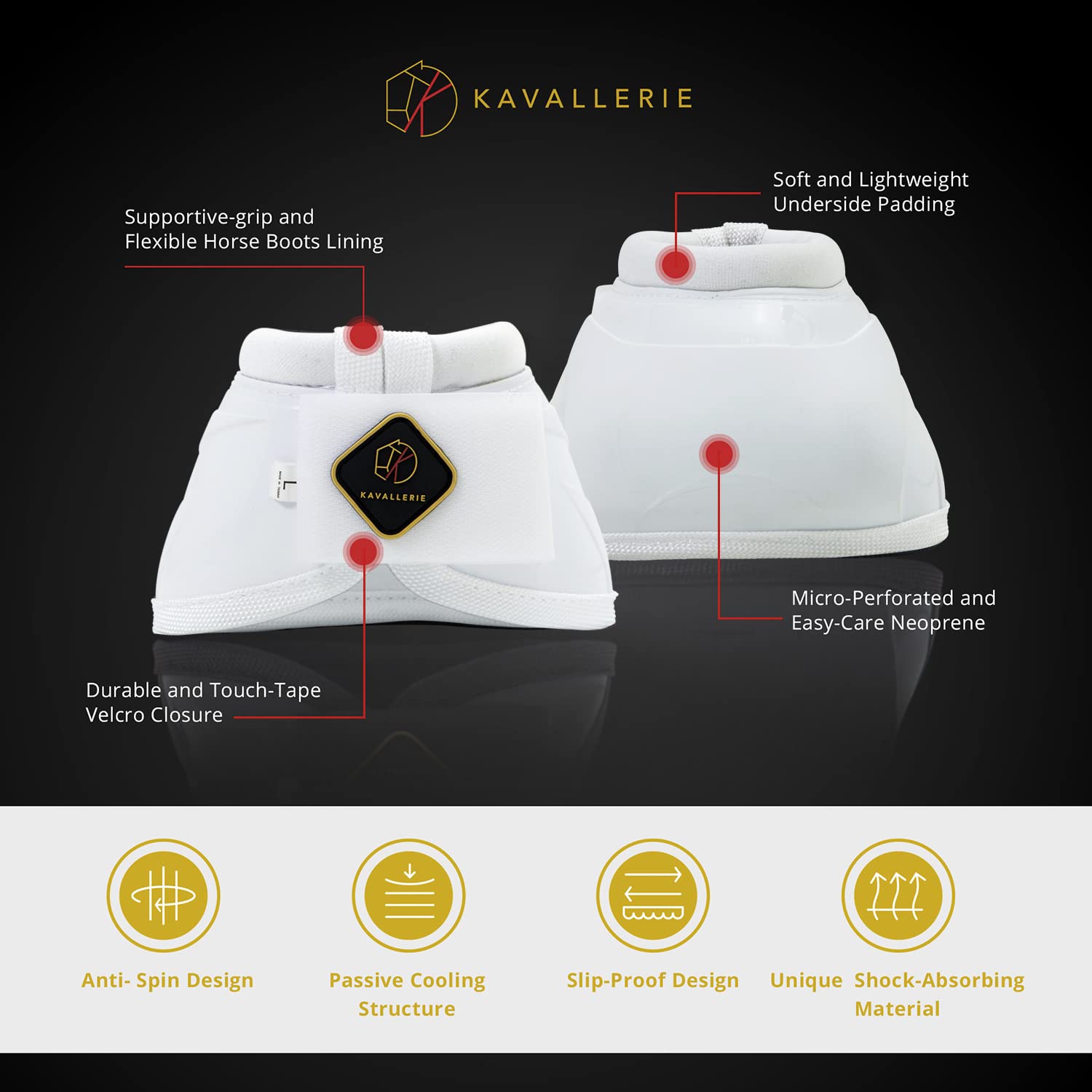 Kavallerie PRO-K Soft No Turn Bell Boots Ultimate Hoof Protection, with Anti-Spin Fastening System, Durable & Prevents Overreach