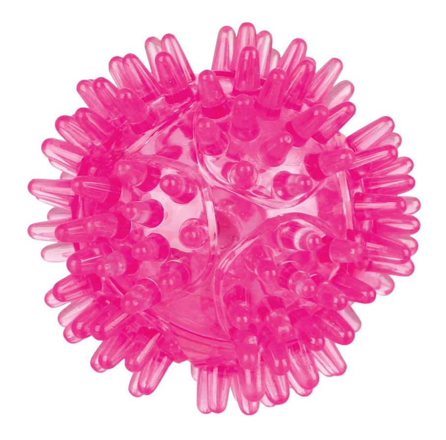 TRIXIE Glowing Hedgehog Ball for Dogs & Cats | Soundless, Floatable, Durable TPR Pet Toy | 5 cm, Pink | Interactive Chew & Fetch