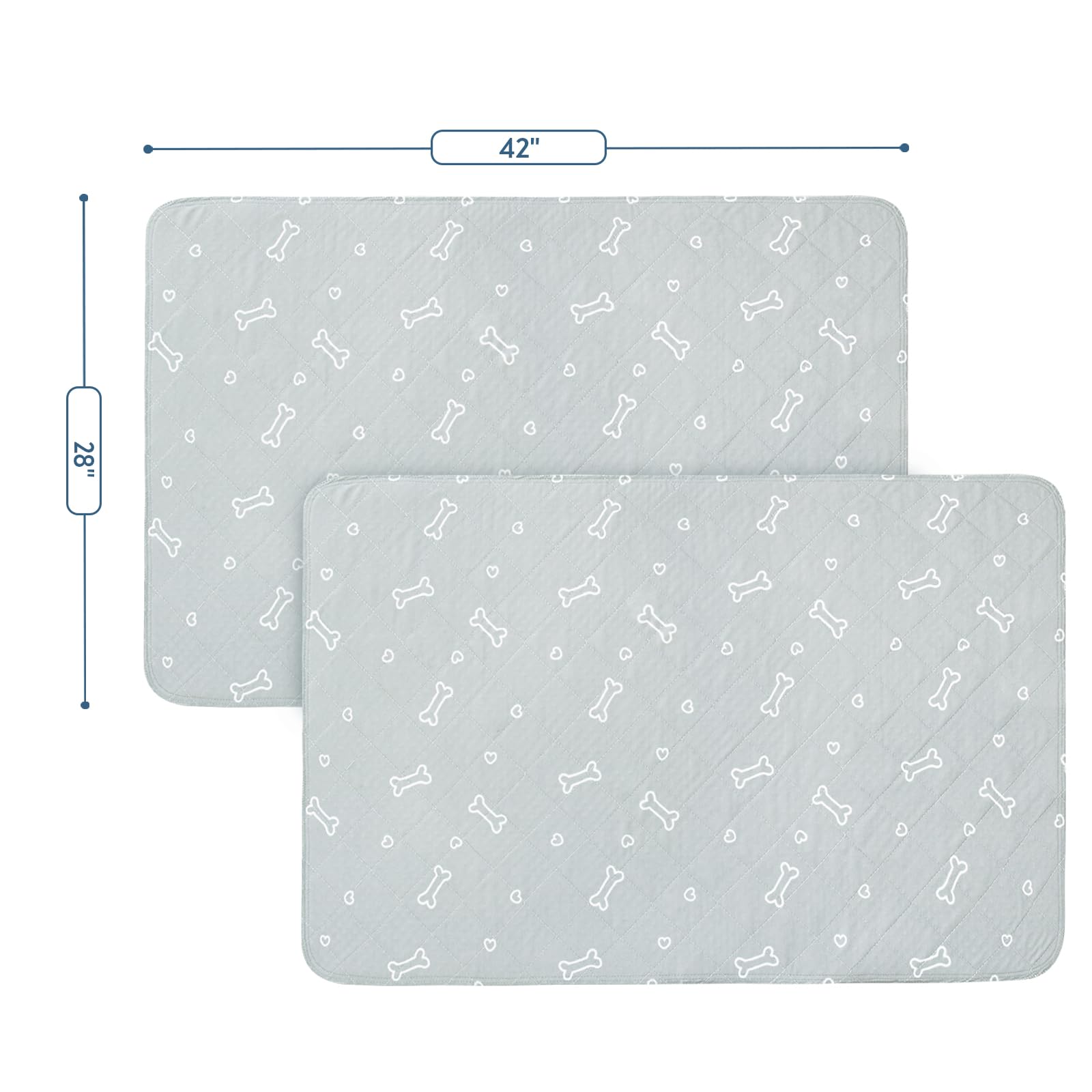 Washable Pee Pads For Dogs, 2 Pack Reusable Puppy Pads 28 X 42, Super Absorbent & Waterproof Training Mats For Potty, Crate,