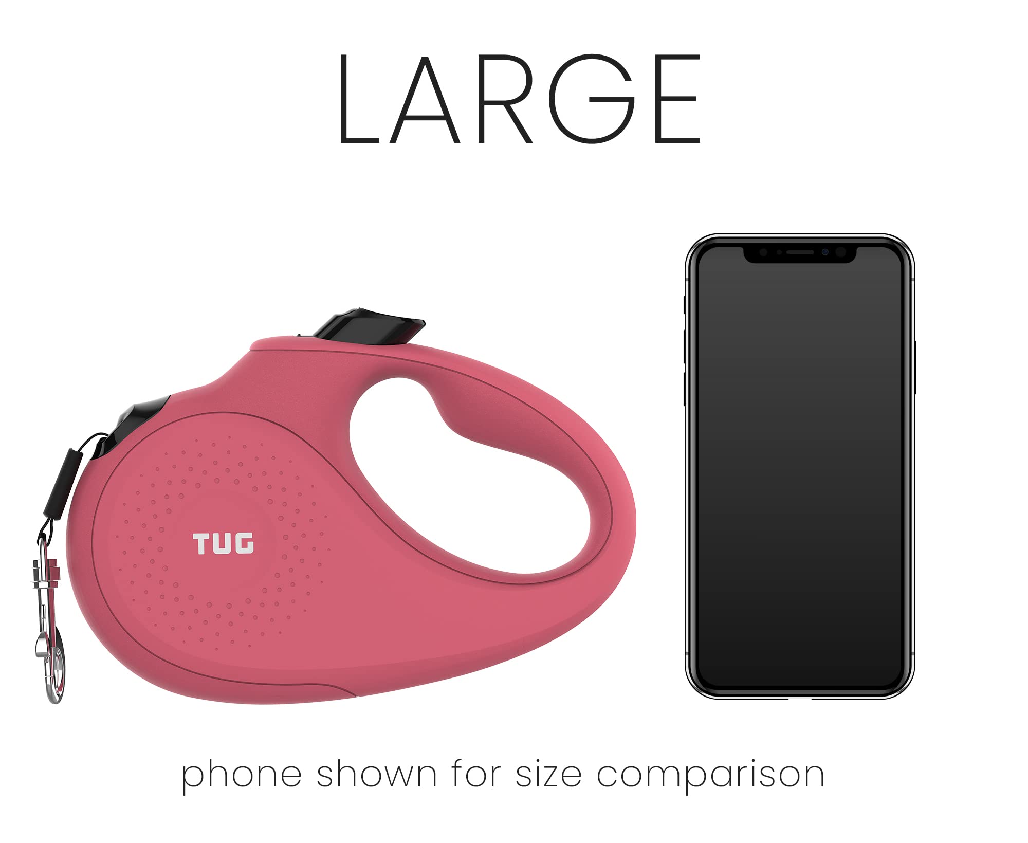 Tug Monochrome 360 Tangle-Free Retractable Dog Leash | 16 Ft Strong Nylon Tape (Large, Pink)
