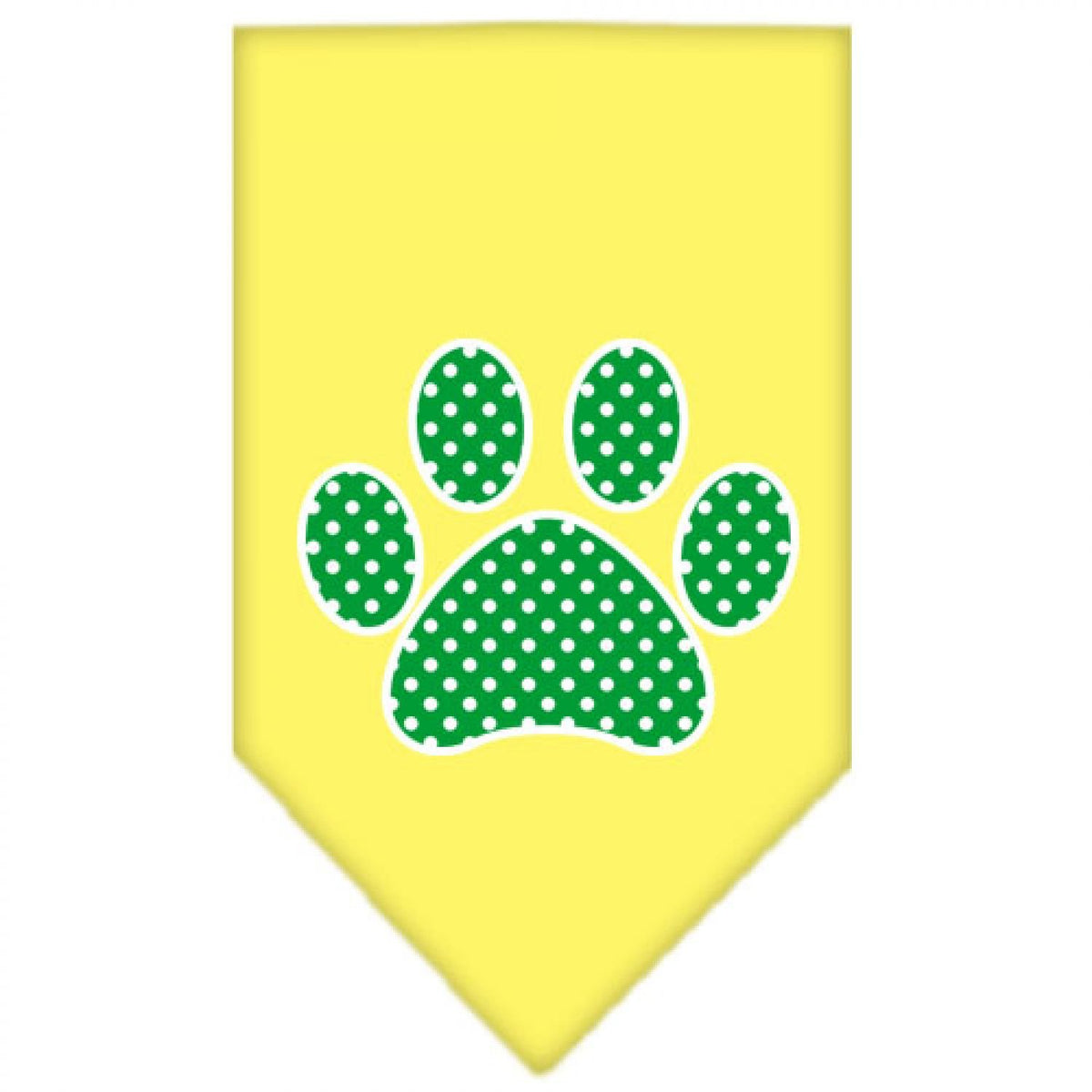 Pet and Dog Bandana Screen Printed, &quot;Green Swiss Dot Paw&quot; Yellow Small