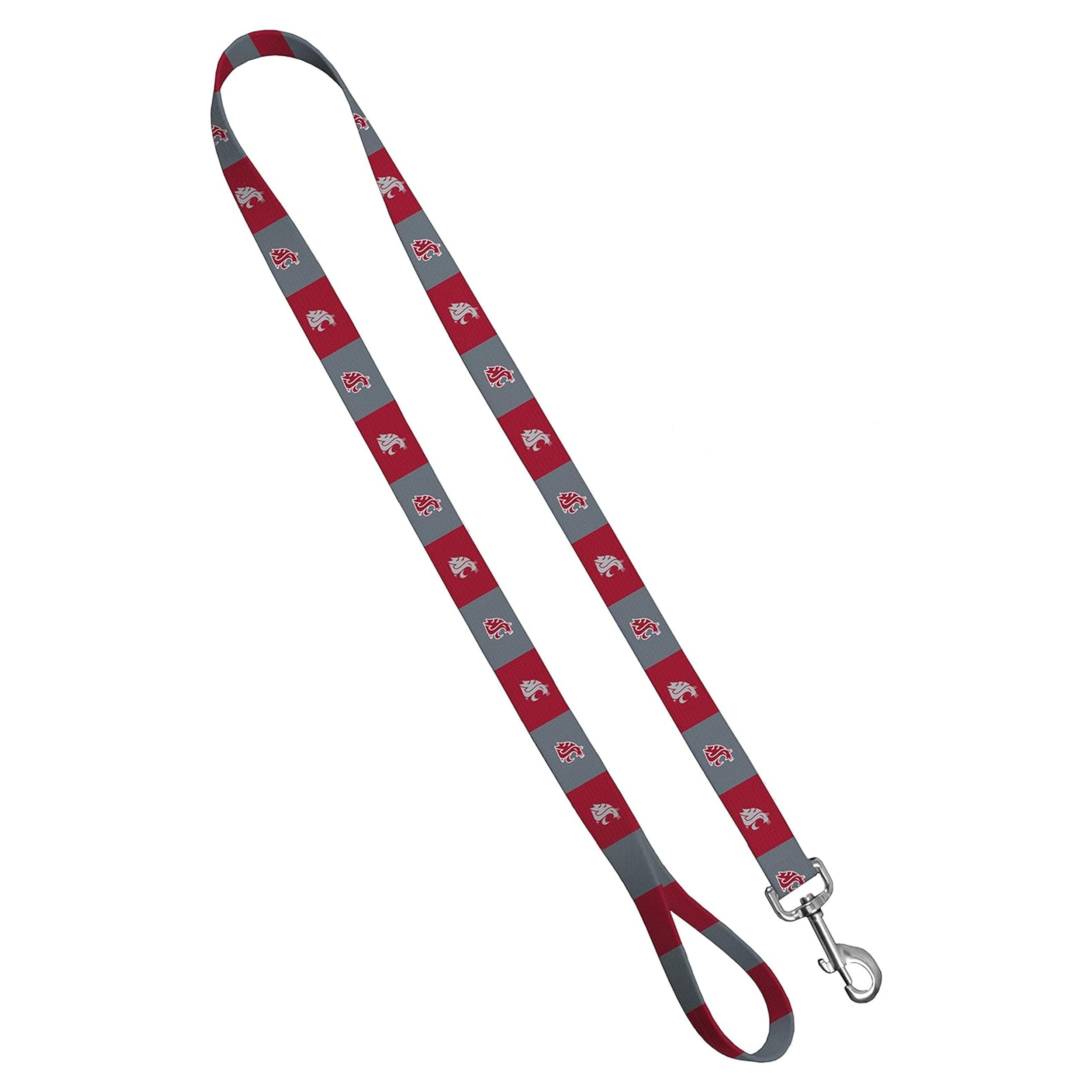 Moose Pet Wear Dog Leash – Washington State University Cougars Pet Leash, 1 Inch Wide X 4 Feet Long, Red/Gray Box Logo
