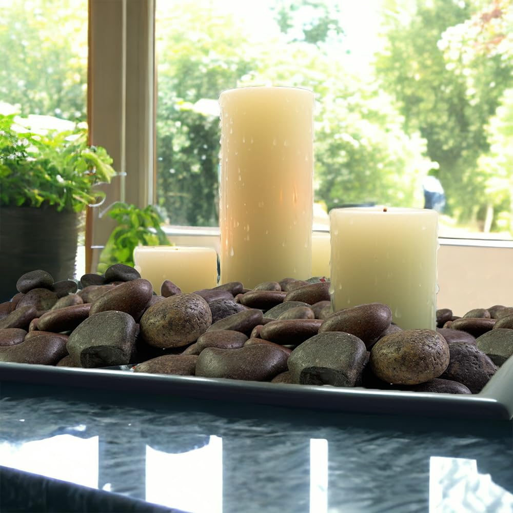 HappyFiller Natural Decorative Red Pebbles Polished Gravel Rocks Stones for Aquarium,Fish Turtle Tank,Outdoor Indoor Plants Top