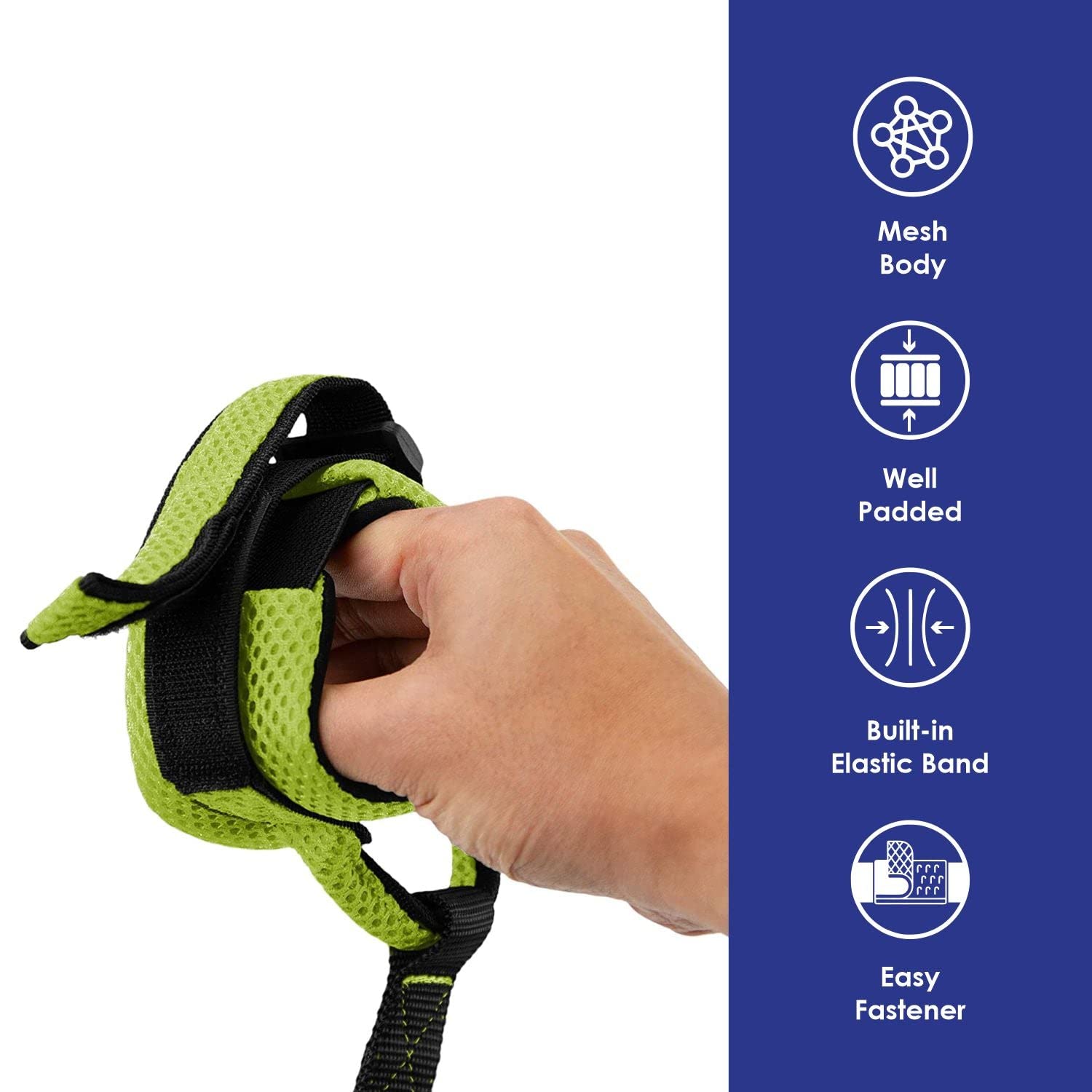 Gooby Soft Mesh Wrist Band Surfer Leash - Green, 6 Ft - Comfortable Hands Free Leash With Elastic Band For Small, Medium And Large Dogs