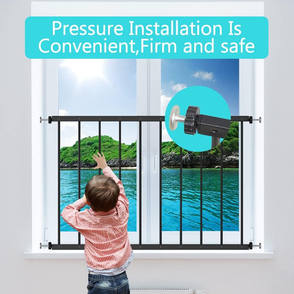 WAOWAO Black Window Safety Guards for Children Kids Toddler Pets Proof Extra Wide Tension Security Window Guard Gate for Home Fi