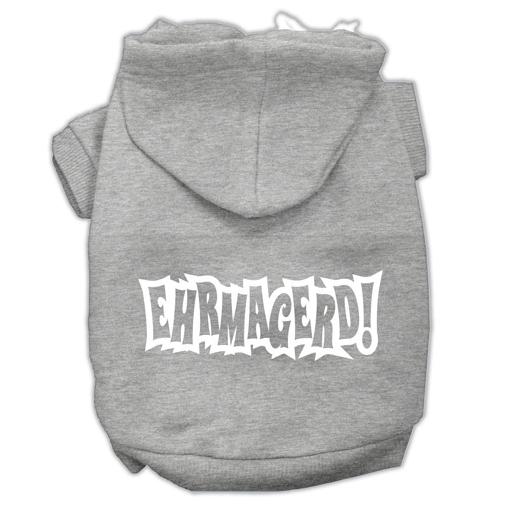 Mirage Pet Products 10&quot; Ermahgerd Screen Print Pet Hoodie, Small, Grey