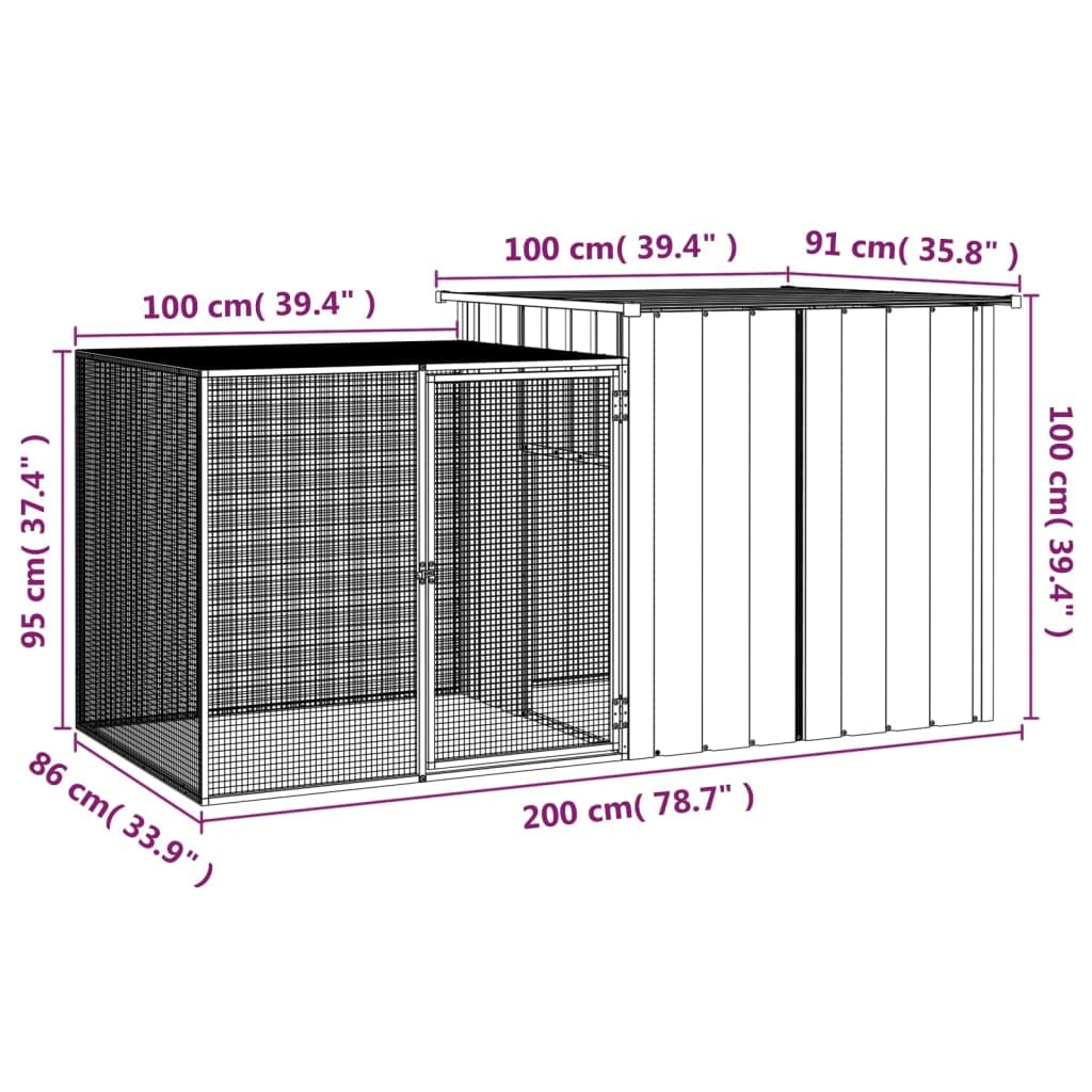 vidaXL Spacious Rabbit Cage - Gray|78.7&quot;x35.8&quot;x39.4&quot;|Secure Housing for Small Pets with Large Gate|Sturdy Galvanized Steel Construction