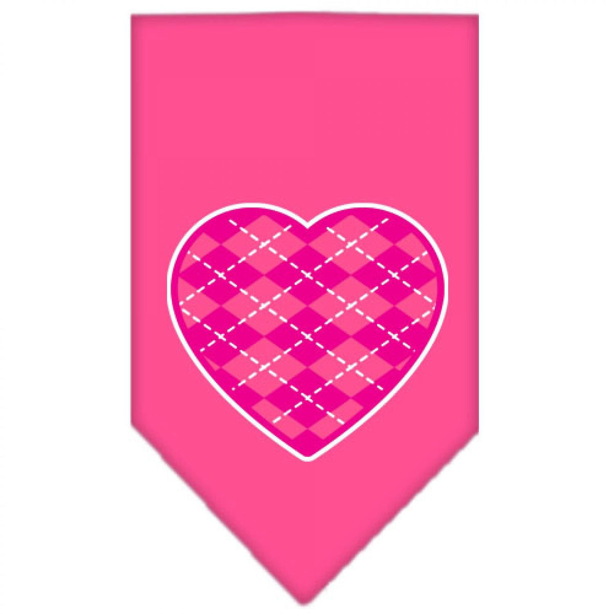 Pet and Dog Bandana Screen Printed, &quot;Pink Argyle Heart&quot; Bright Pink Small