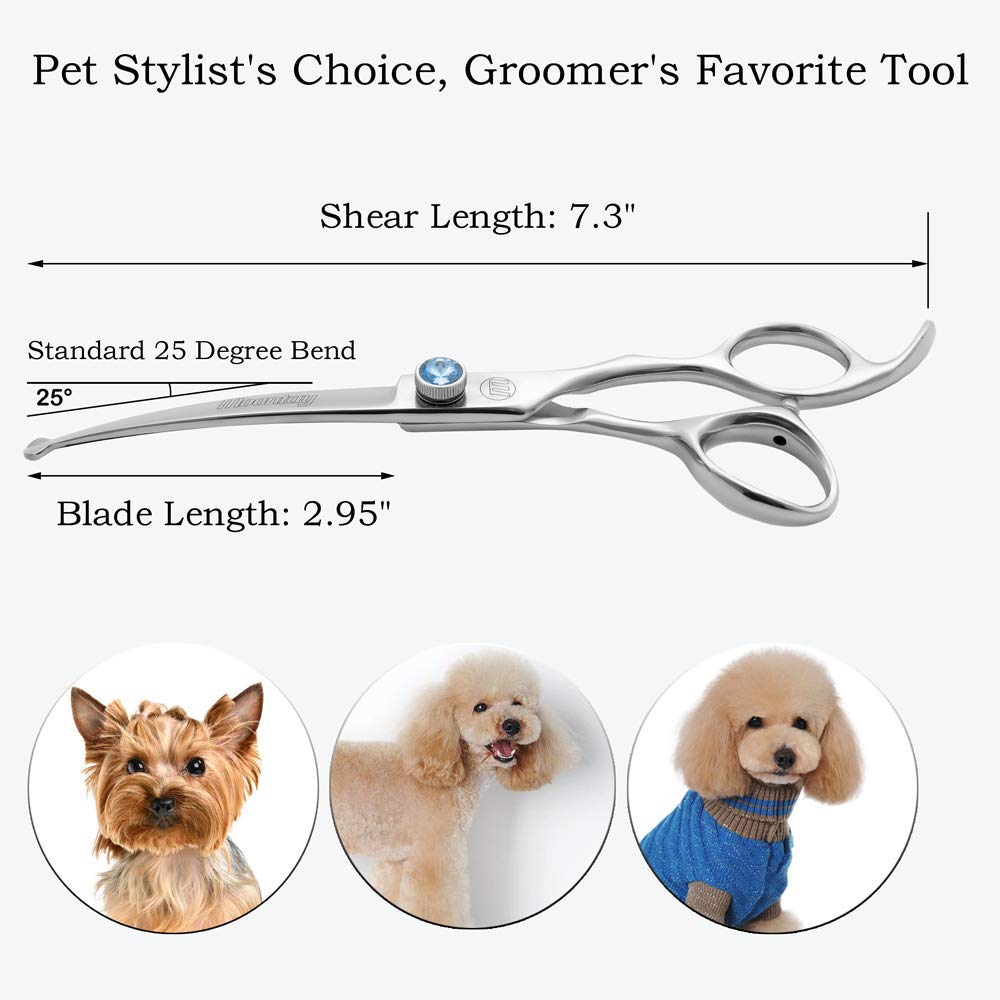Moontay Professional Dog Grooming Straight, Curved, Thinning/Blending/Chunking Scissors Kit, Jp-440C Stainless Steel Pet Cat Hai