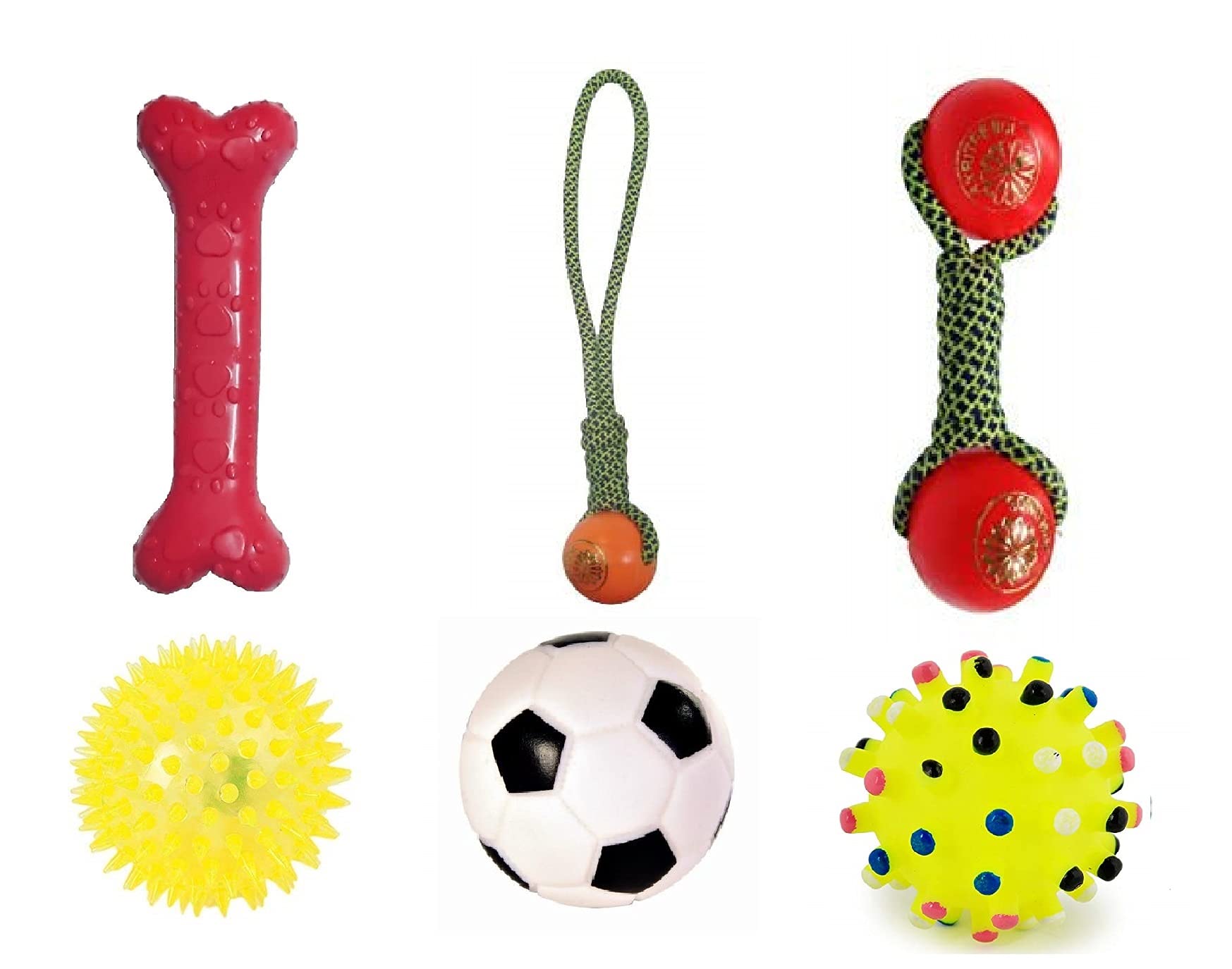 PSK PET MART Teether Ball Chew Squeaky Toys for Puppy Dog (Multicolour)  Combo of 6