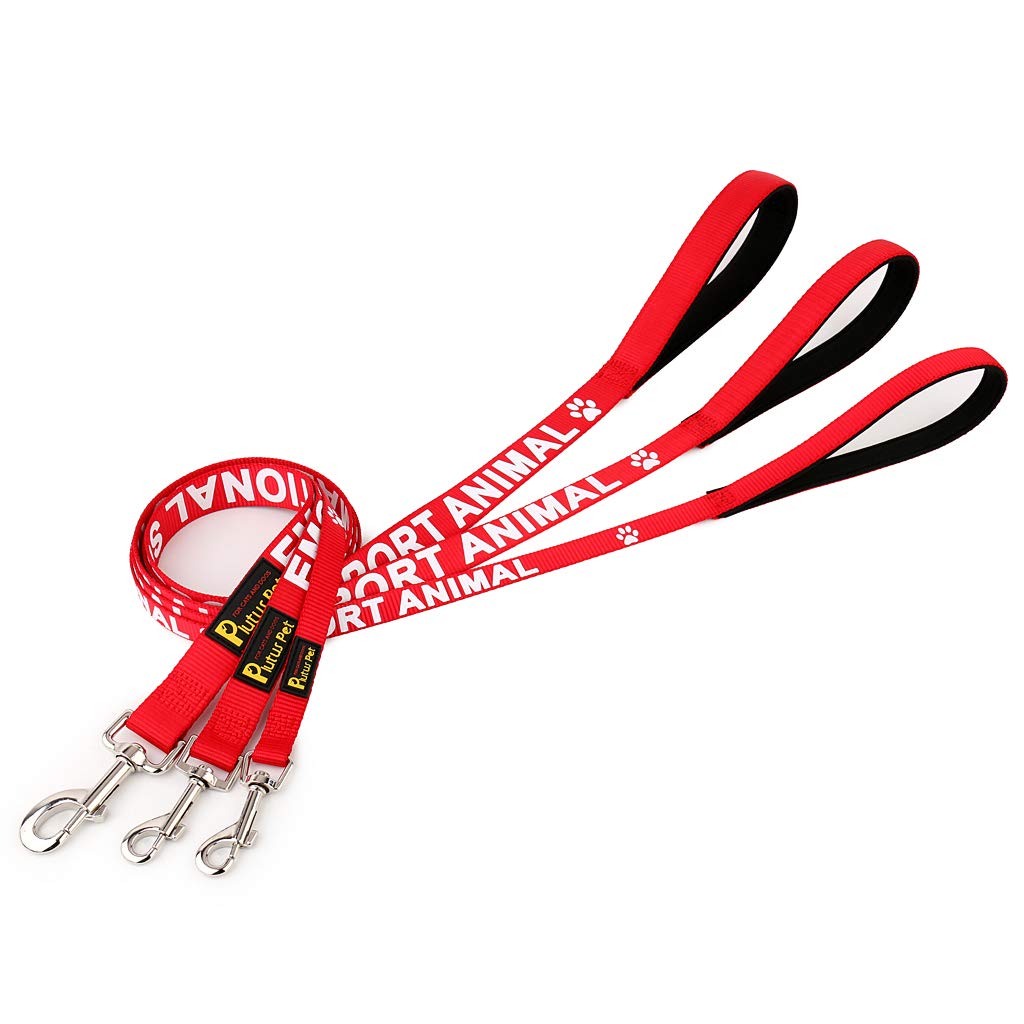 Plutus Pet Emotional Support Animal Leash with Soft Neoprene Padded Handle,Printed in Large Letters on Both Sides,4ft Long,Red,5