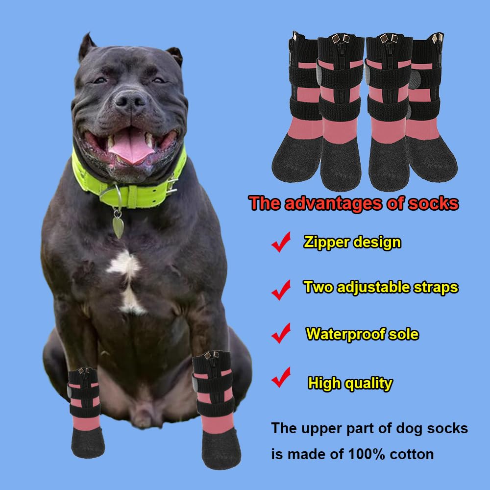 Valfrid Waterproof Grip Dog Shoes,Anti-Slip Dog Socks Boots,Zipper Dogs Booties Paw Protectors For Hardwood Floor,Indoor And Out