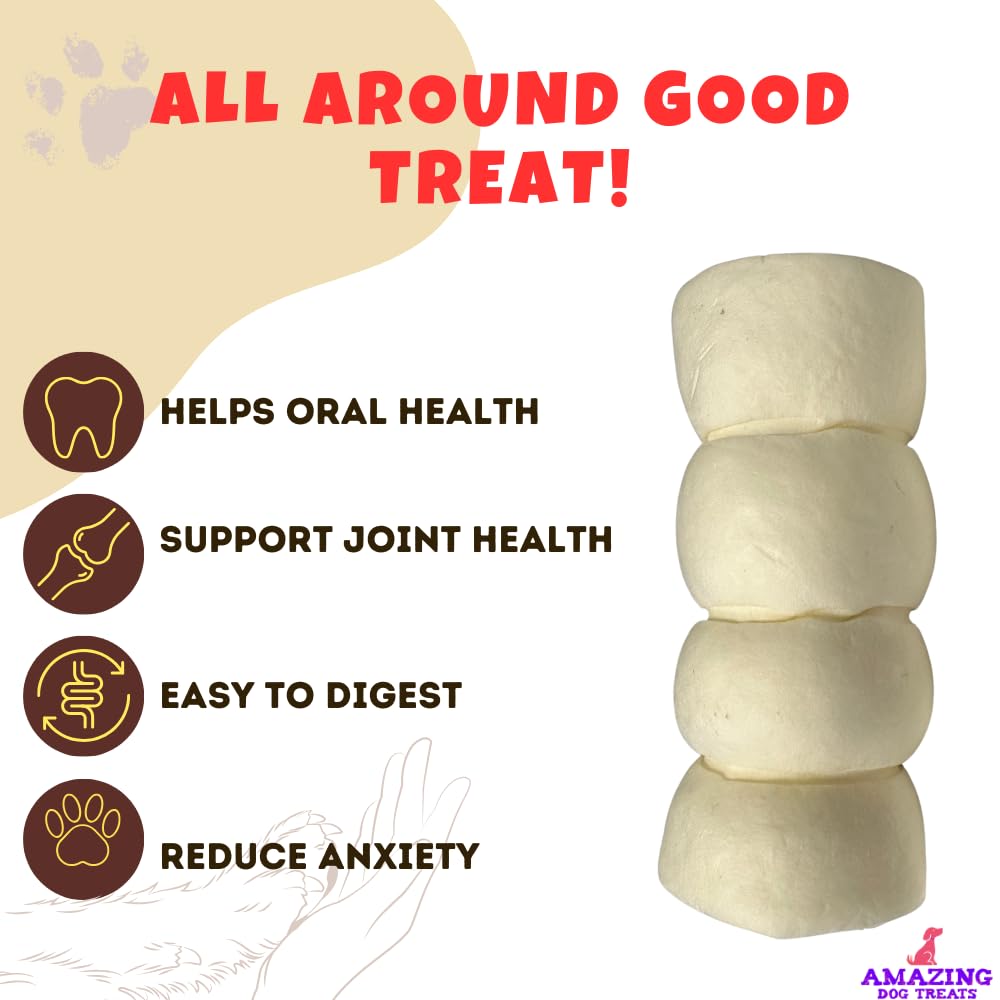 Amazing Dog Treats - Beef Cheek Rolls (Mega Thick 5-6 - 4 Pcs) - Safe Rawhide Alternative Dog Chew - Great for Power Chewers - L