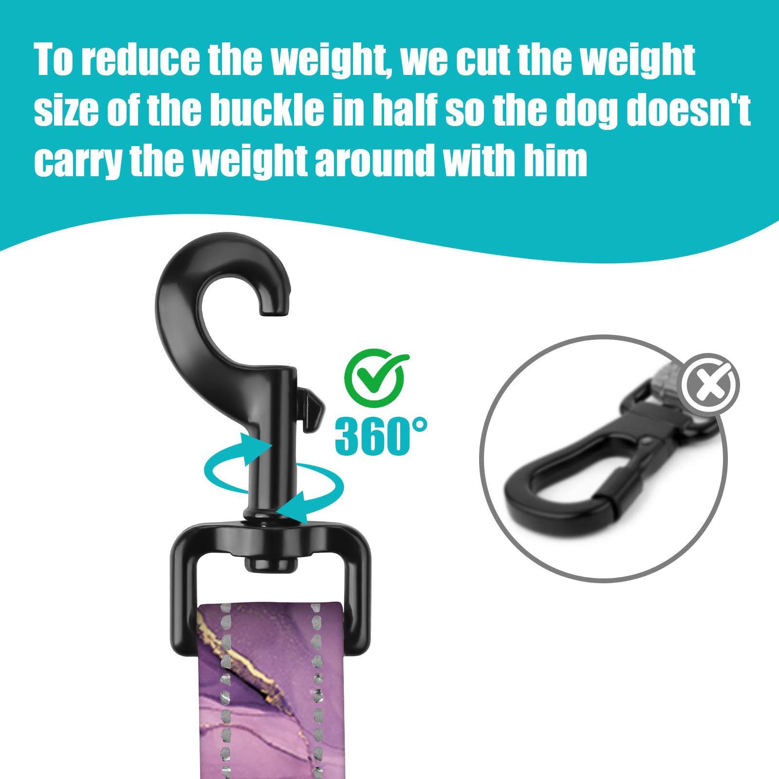 Purple Butterfly Nylon Short Dog Leash For Training Control - Reflective, Padded Handle - Medium & Large Dogs