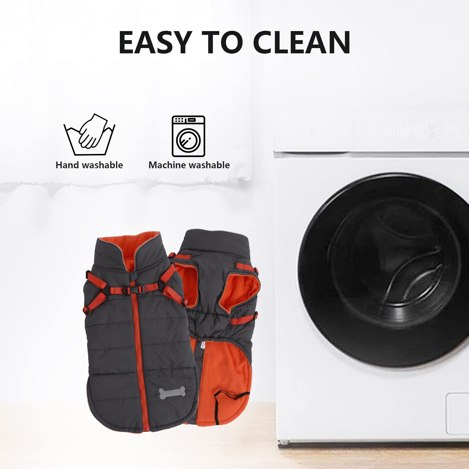 Geyecete Winter Warm Coat Waterproof Dog Winter Jacket With Harness Traction Belt,Windproof Pet Outdoor Jacket Dog Autumn- Can Be Personalized-Gray-S