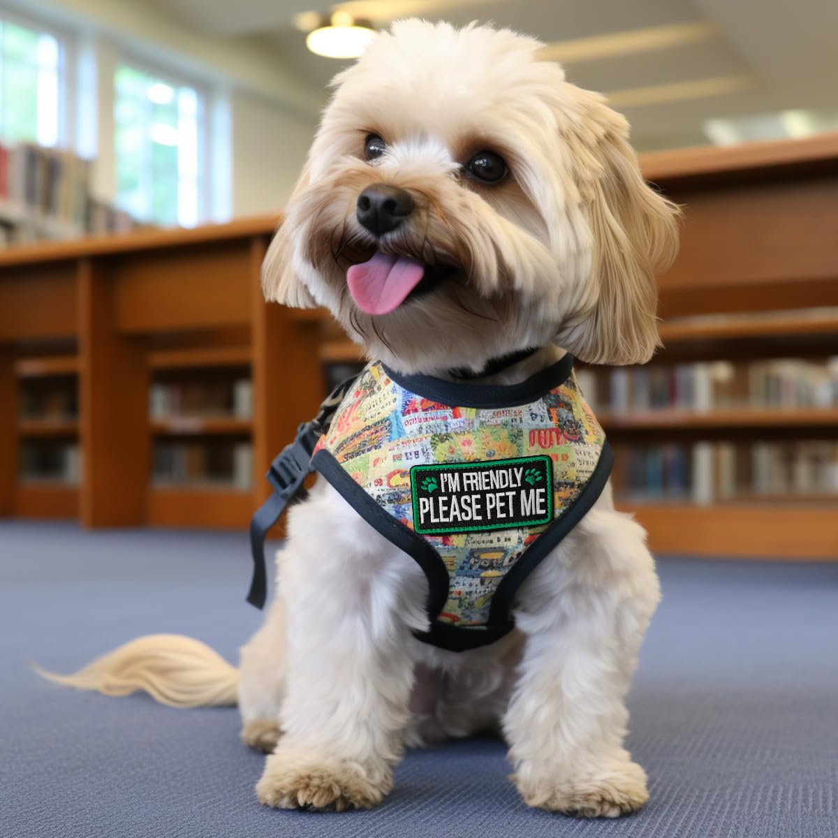 TACVEL 2 Pieces I'm Friendly Please Pet Me Dog Patches, Service Dog Patches with Hook Backing for Service Animal Vests, Harnesse