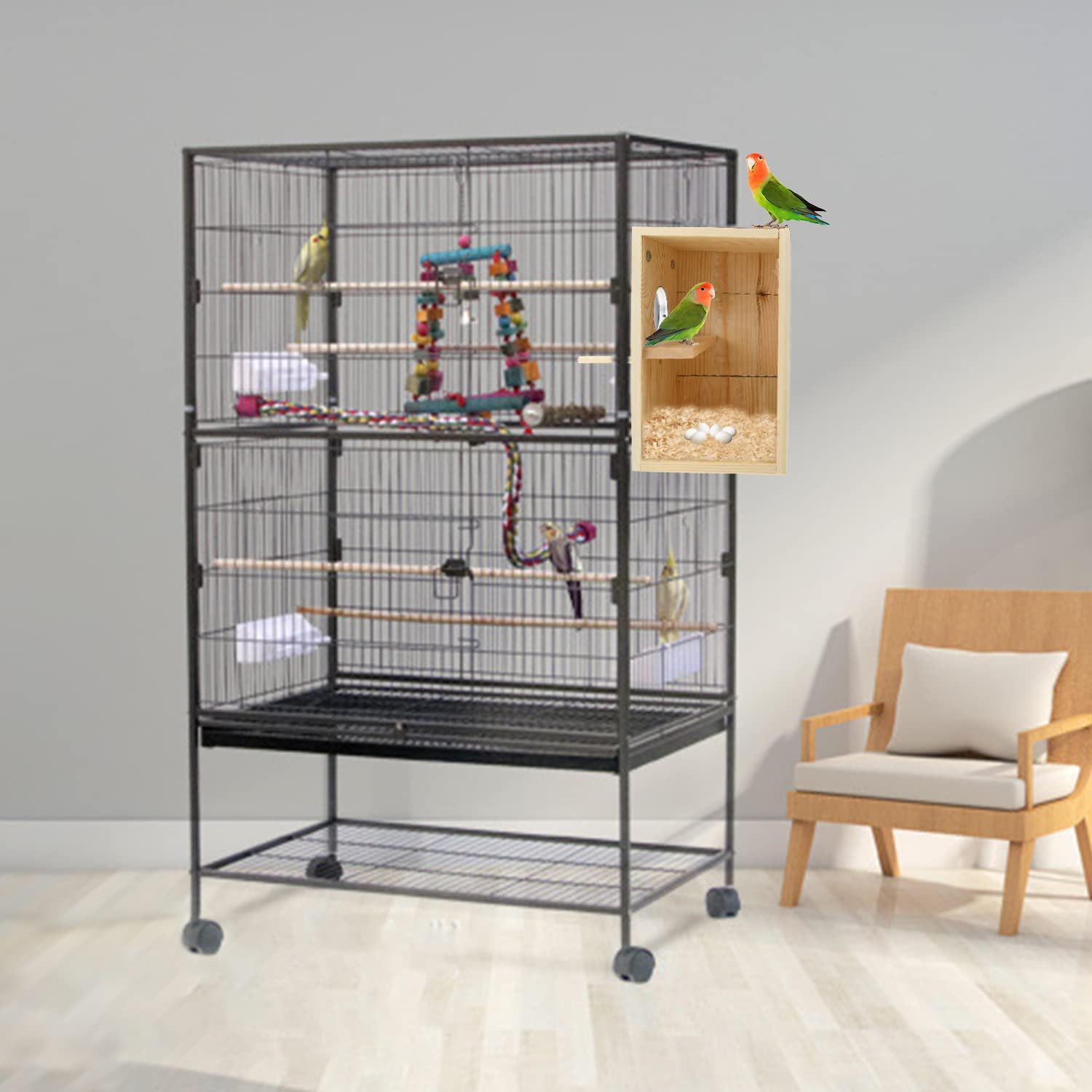 Cooshou Bird Nest Box Parakeet Breeding Nest Box Bird Nest House Wooden Acrylic Transparent Breeding Box For Finch Lovebirds Cockatiel Budgie Conure Parrot