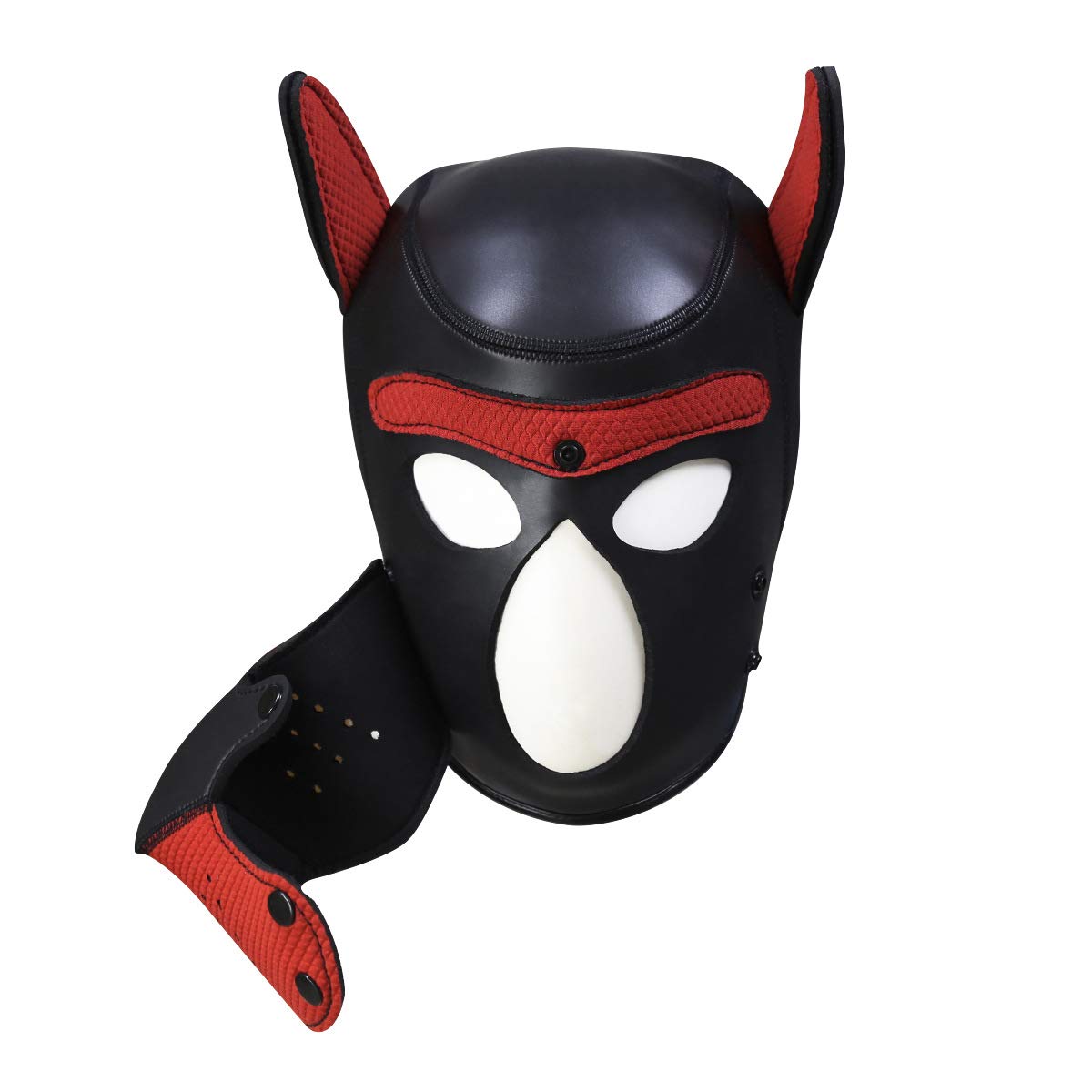Quyuwowo Neoprene Dog Full Face Puppy Mask Removable Pup Hood Halloween Mask (Red, Mask)