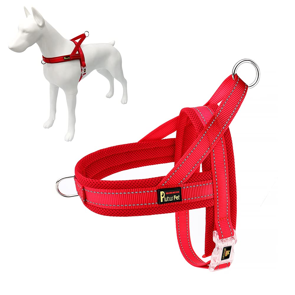 Plutus Pet No Pull Dog Harness With Breathable Mesh Padded, Adjustable Reflective Escape Proof Dog Harness, Quick Fit Dog Vest Harness For Small Medium Large Dogs(M, Red)