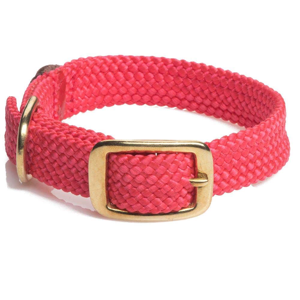 Mendota Pet Double Braid Collar - Brass - Dog Collar - Made In The Usa - Red, 9/16 In X 12 In Junior