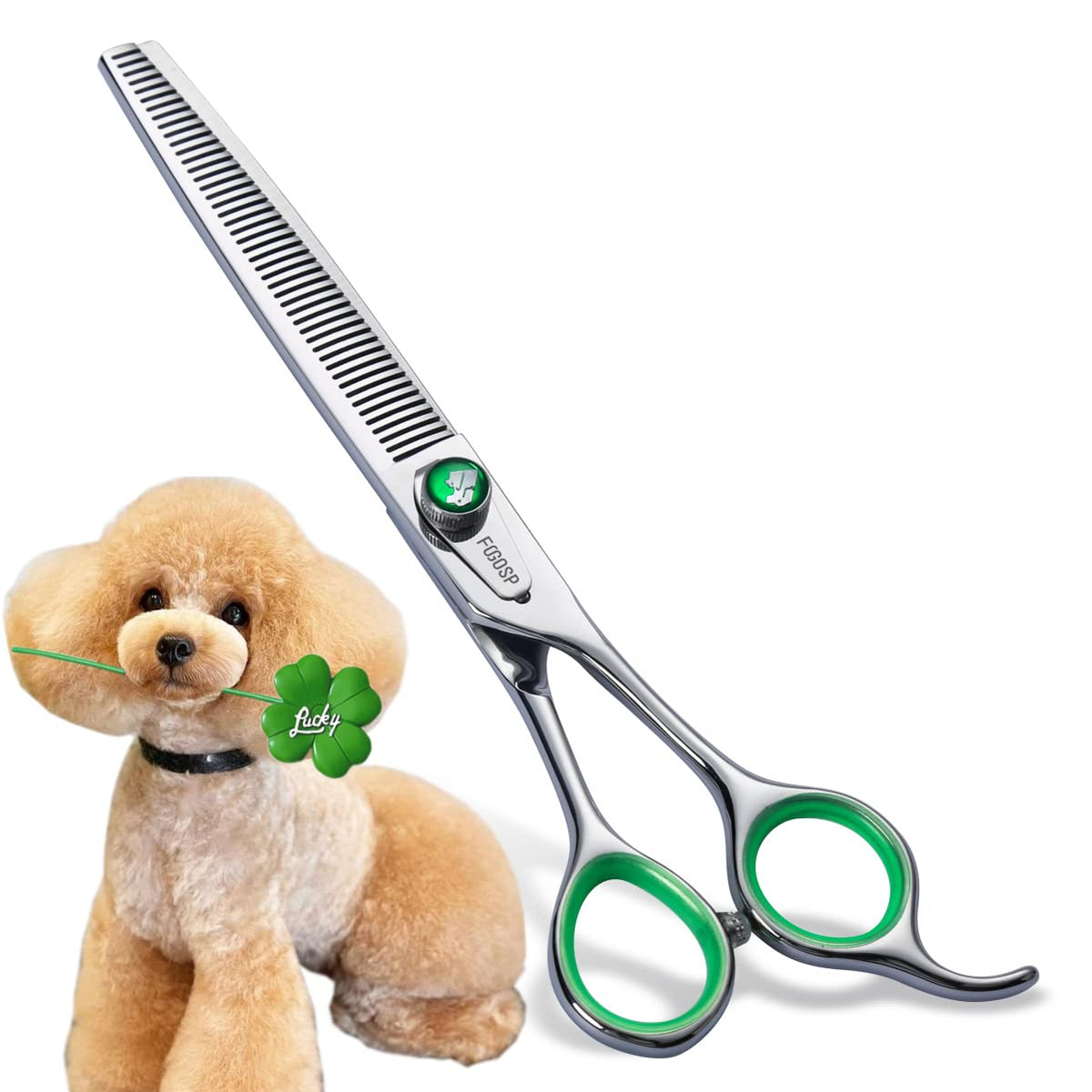 Fogosp 46 Teeth Dog Thinning Shears For Grooming 7.0 Inch Professional Blending Thinning Scissors For Dogs Cat Pet Japanese 440C Stainless Right Handed