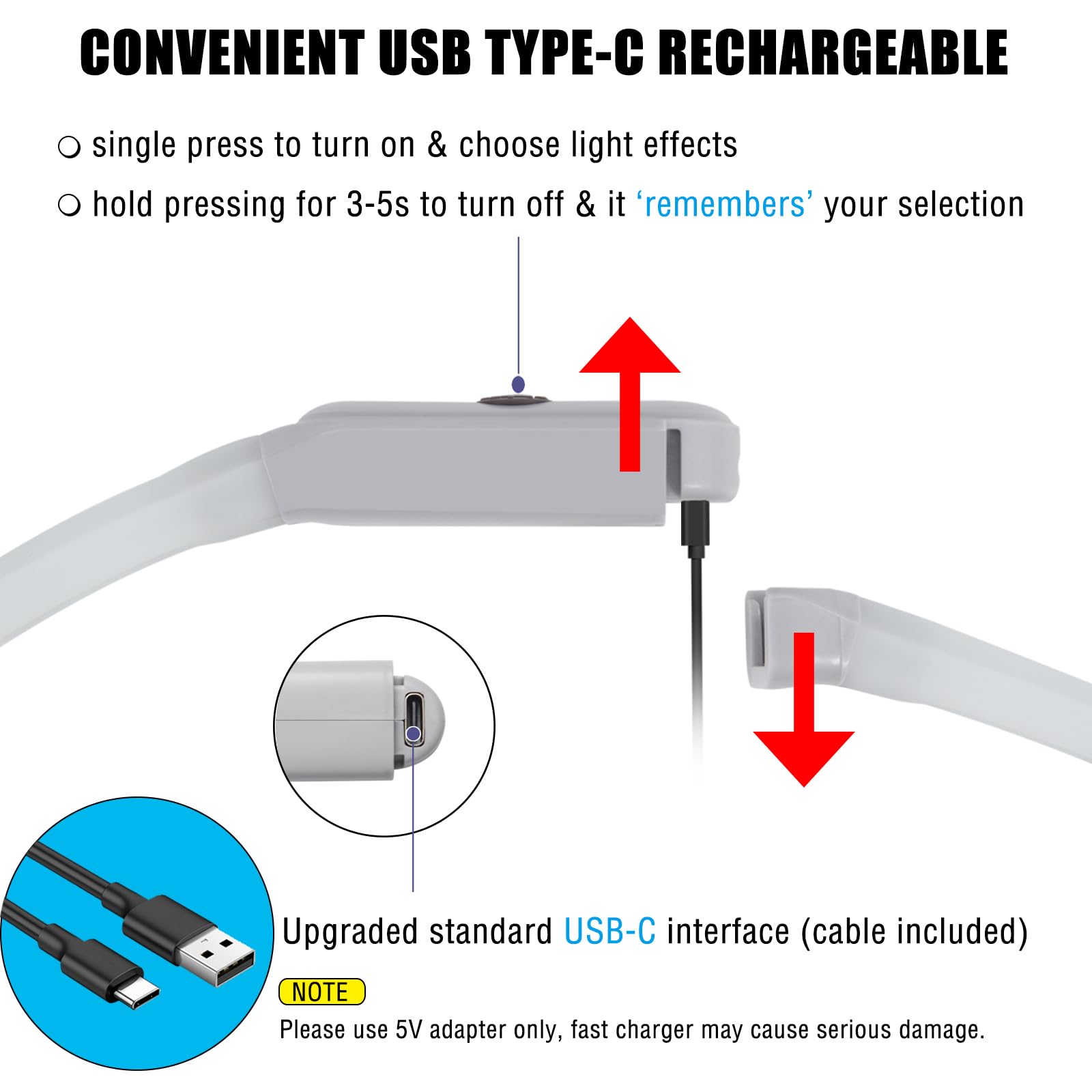 Light Up Dog Collar Multicolor Led Usb C Rechargeable, Glow In The Dark Collar For Night Walking, Cuttable For Large Medium Smal