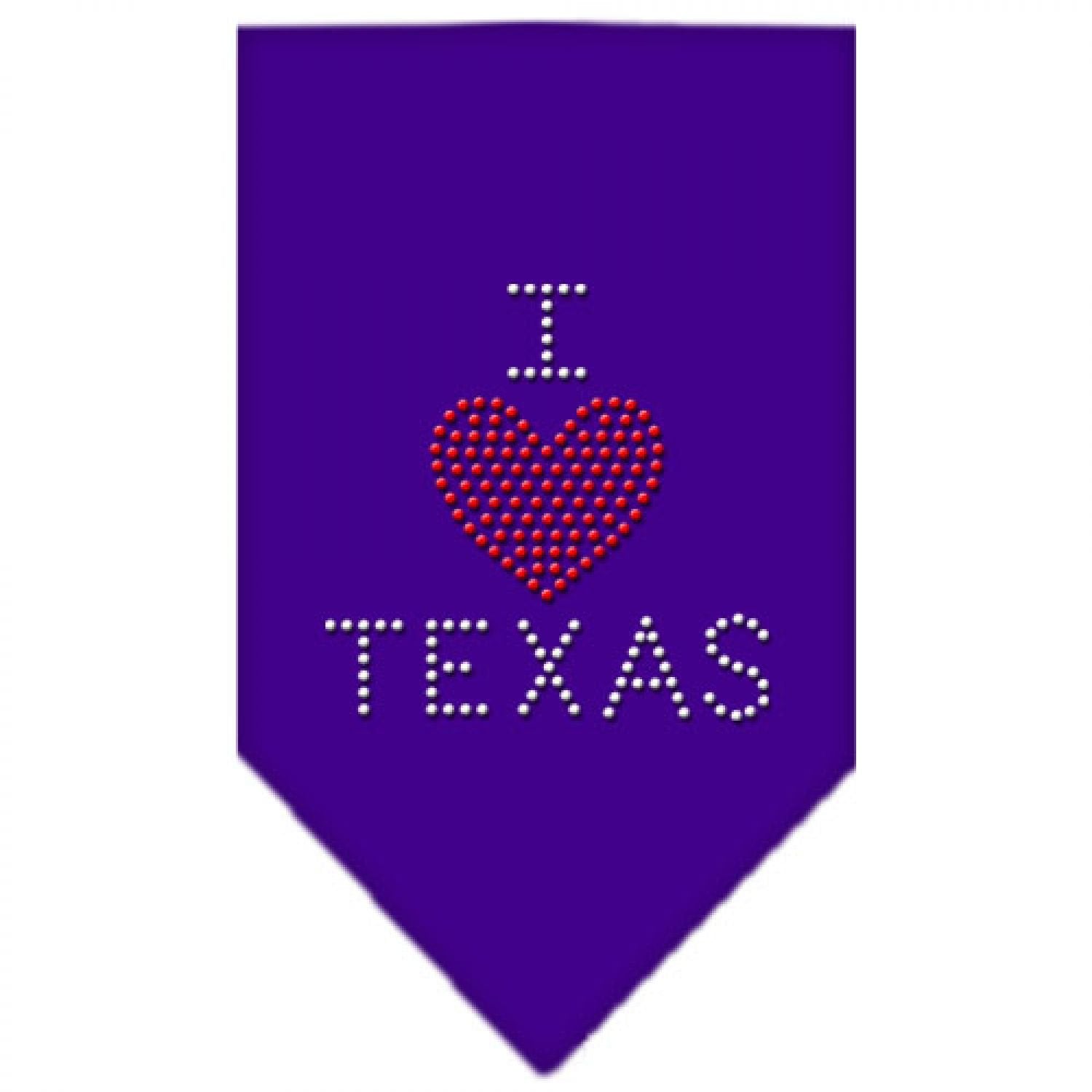 Mirage Pet Products I Heart Texas Rhinestone Bandana, Small, Purple