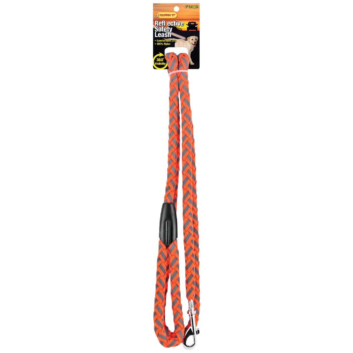 Ruffin' It Round Braided Reflective Lead, Orange