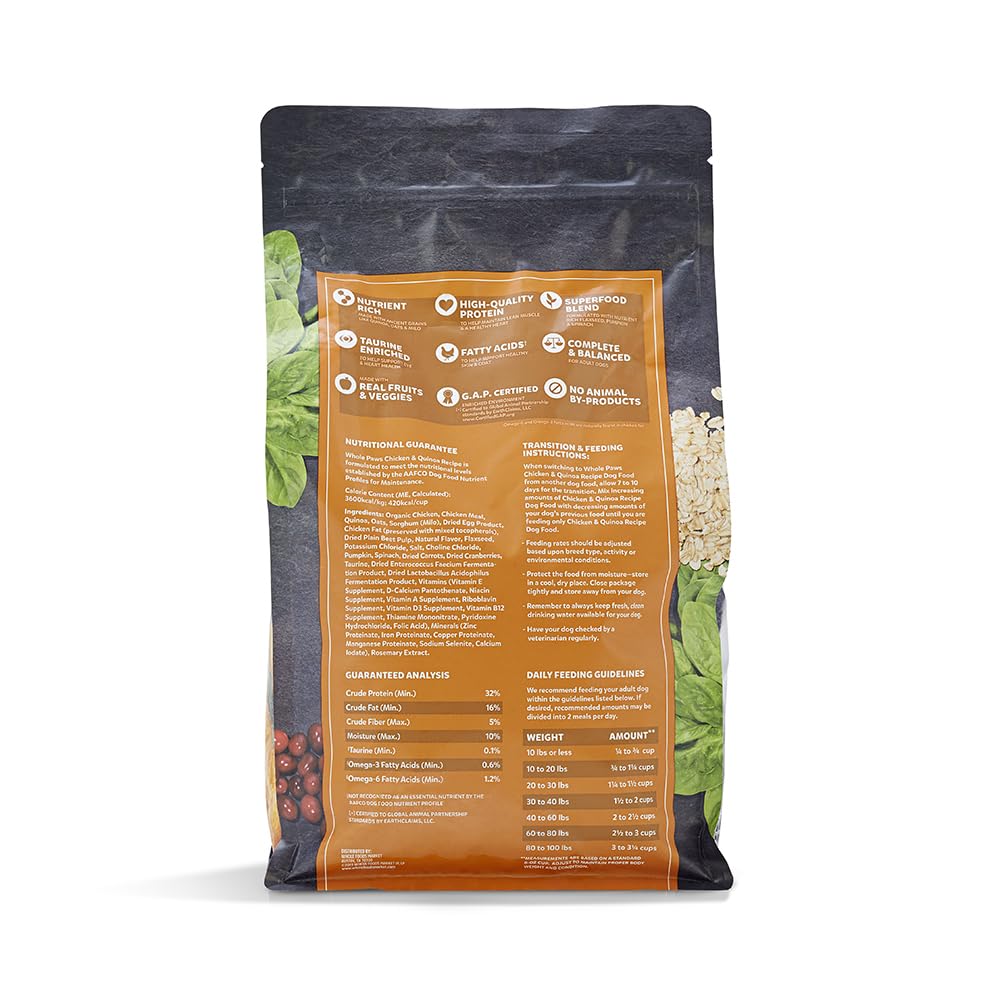 Whole Paws by Whole Foods Market, Adult Dog Food, Chicken & Quinoa Recipe, 4 Pound