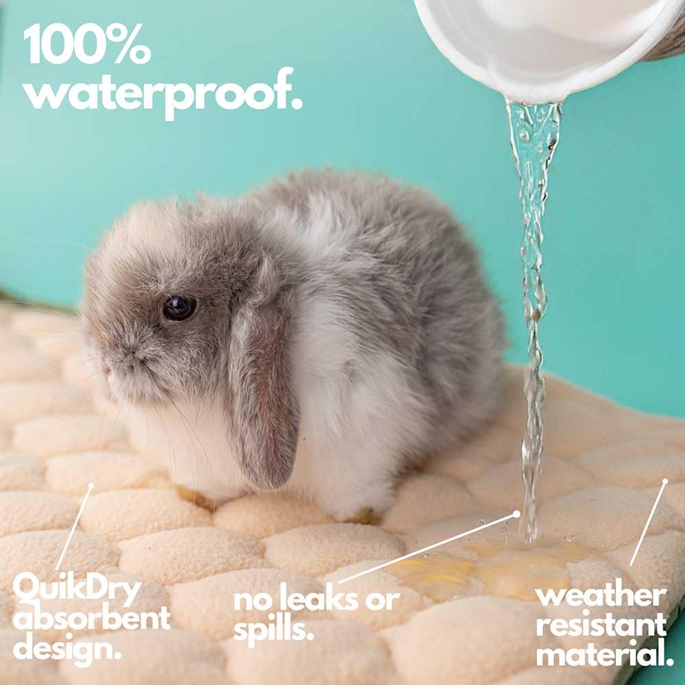 Hopp'D Hutchliner - Washable Fleece Bedding/Cage Liner For Guinea Pigs/Rabbit | Odor-Busting, Waterproof, Anti-Slip Vegan Pee Pa