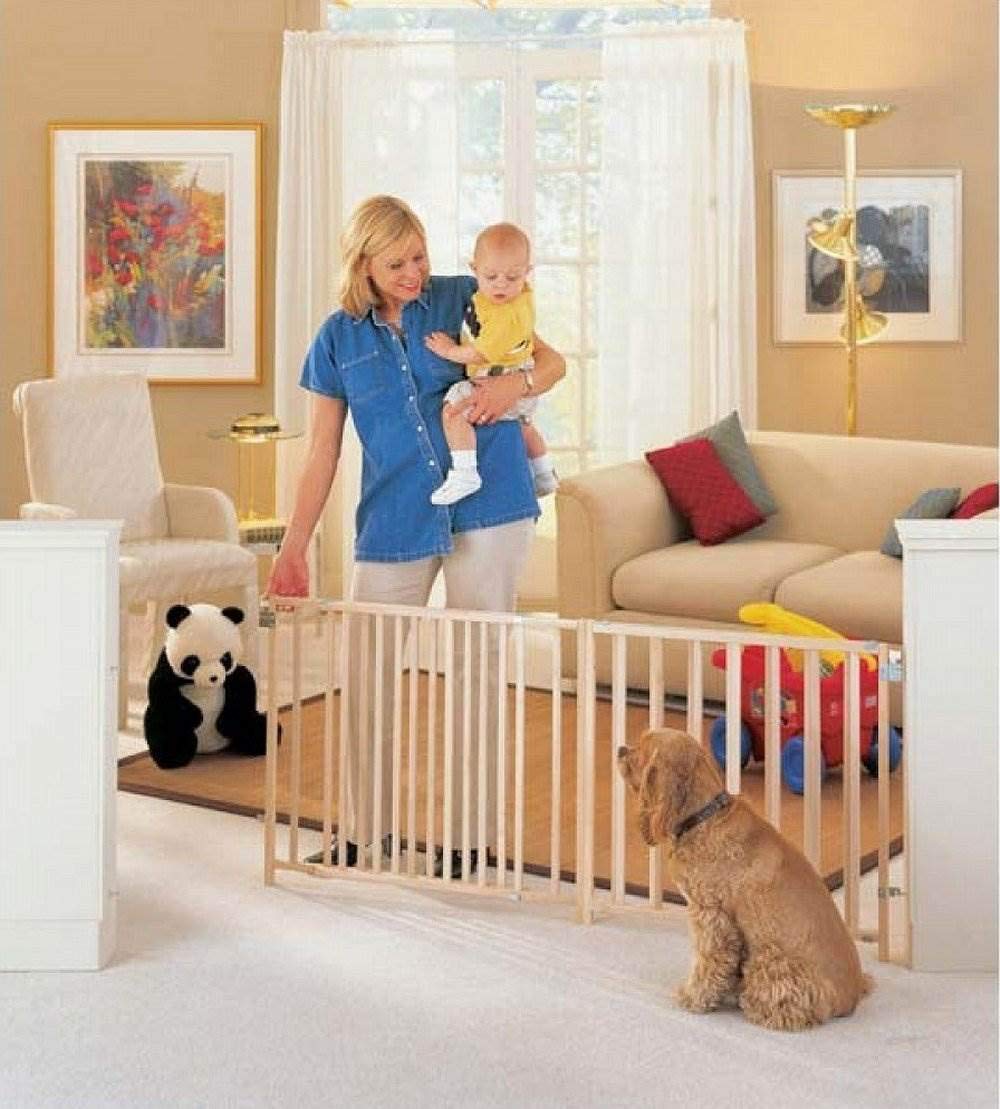 Toddleroo By North States Extra Wide Swing Wooden Gate, Fits 60'- 103' Wide. Hardware Mount. Extra Wide Baby Gate, Child Gates For Wide Openings. Made In Usa (27' Tall, Sustainable Hardwood)