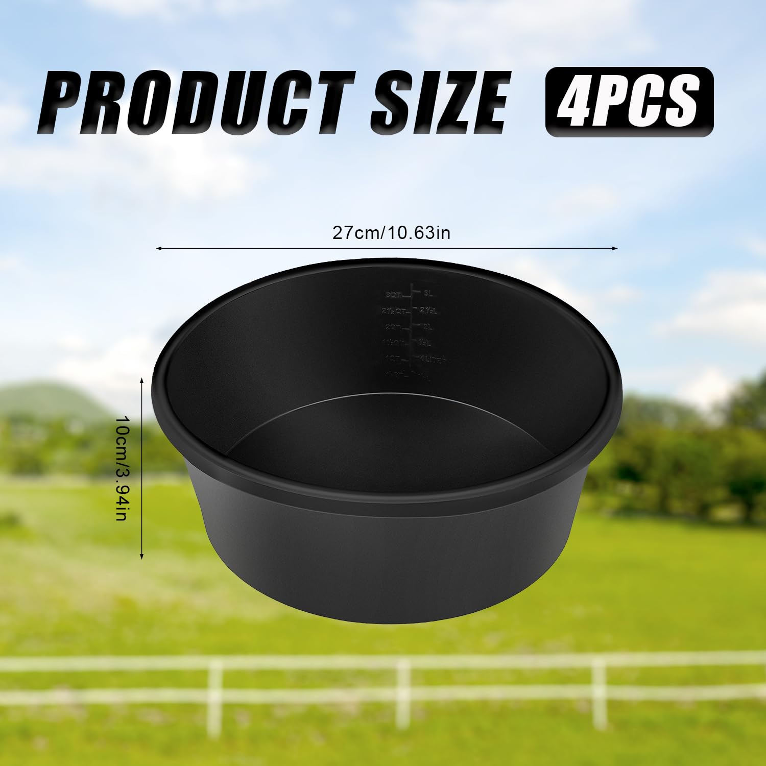 4pcs Rubber Feed Pan, 10.63x3.94in 4 Quart Horse Feed Bucket Chicken Dust Bath Tub Dog Bowl Multi-Use Livestock Feeder for Pig G