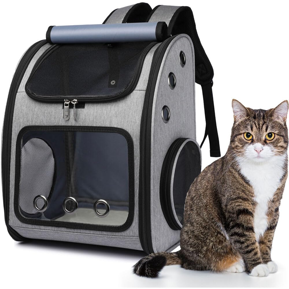 Critter Sitters Light Grey Pet Backpack For Small Dogs, Cats With Scratch Resistant Breathable Mesh Windows, Airline Carry-On Ap