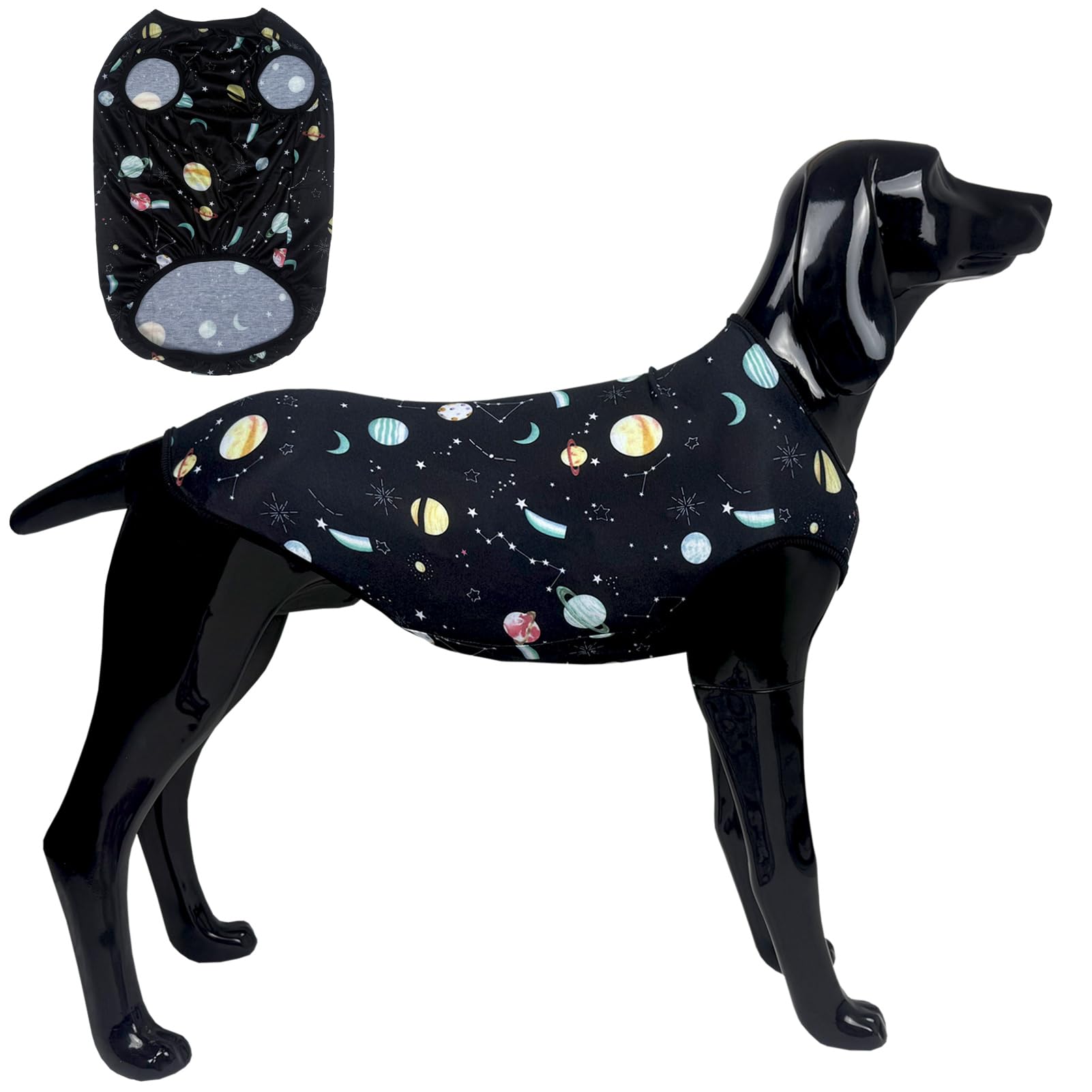 D.E.E Dog Shirt For Large Dogs Summer Cotton Dog Clothes Lightweight Tank Top Female Big (Vgalaxyblack, 3Xl)