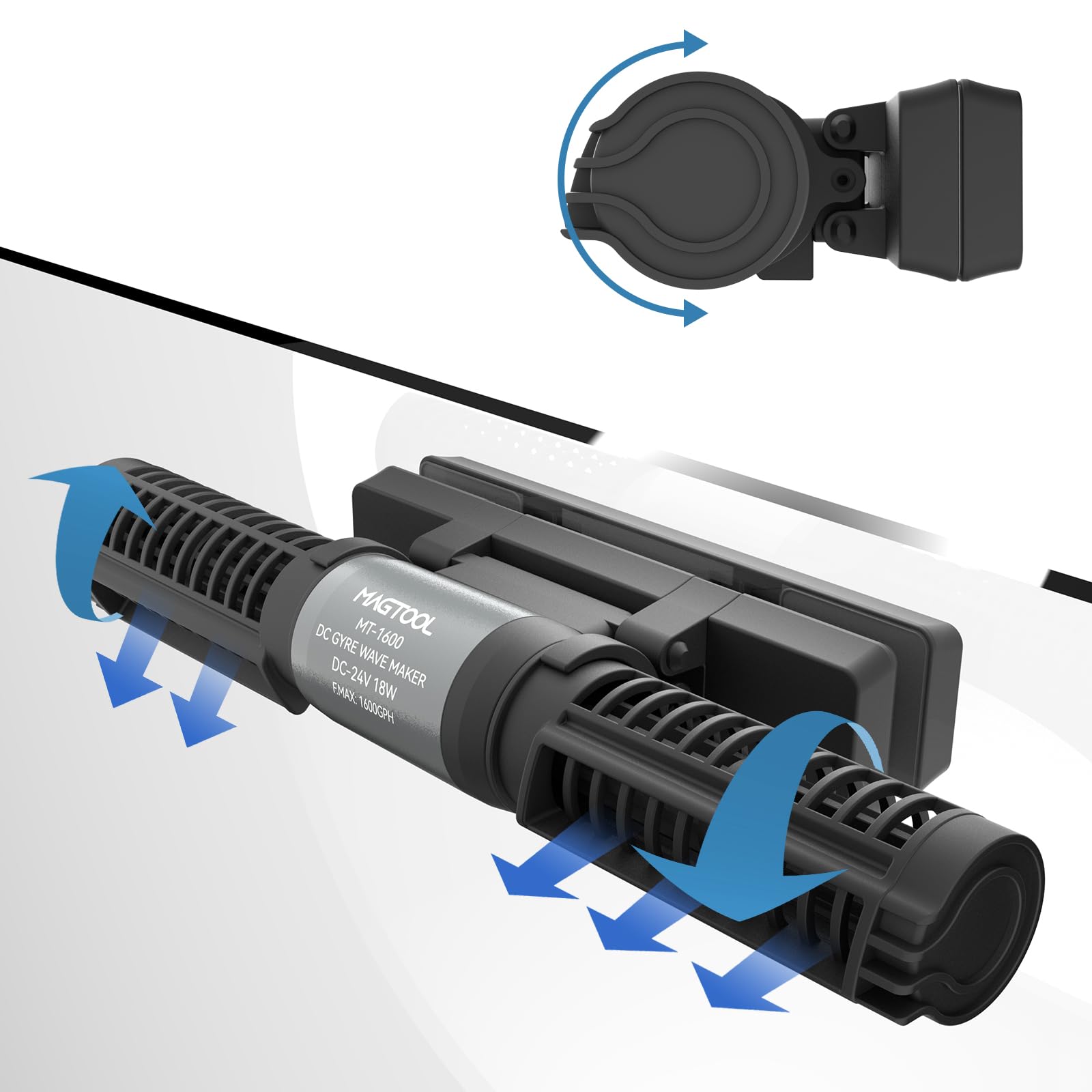 MagTool Wave Maker for Aquarium, Gyre Wavemaker, 1600-4200GPH Adjustable Cross Flow Wave Maker with Sine Wave Tech(MT-2400)