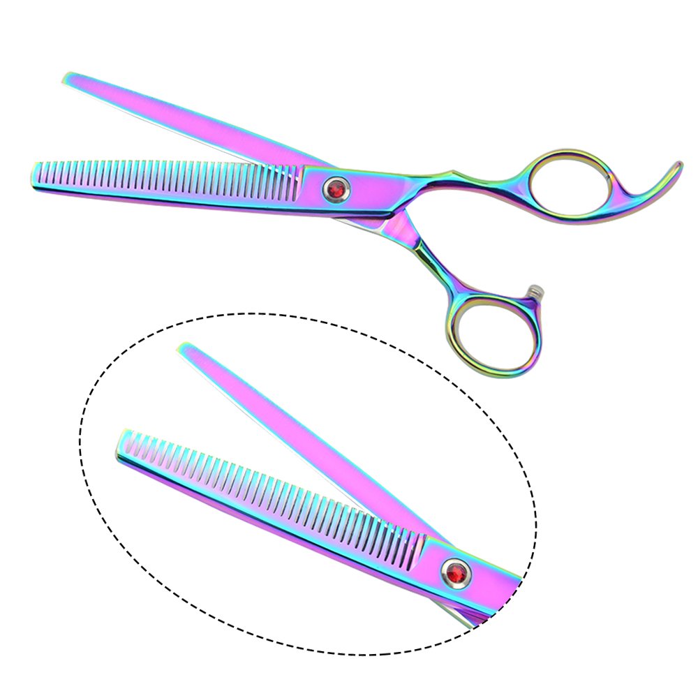 Lilys Pet Professional Pet Dog Grooming Coated Titanium Scissors Suit Cutting&Curved&Thinning Shears (8.0 Inches, Rainbow)