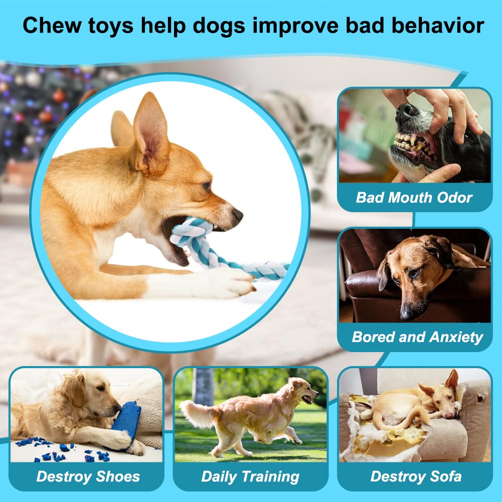 Szee Dog Rope Toys, 24 In 3 Knots Chew Rope For Medium And Large Dogs, Natural Cotton Pet Pull Toy For Tug Of War And Teeth Clea