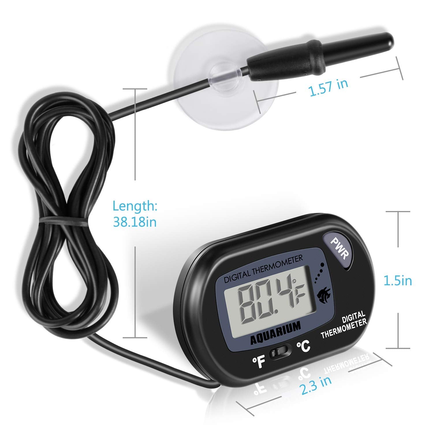 Neptonion Aquarium Thermometer Lcd Digital Aquarium Thermometer With Suction Cup Fish Tank Water Terrarium Temperature For Fish