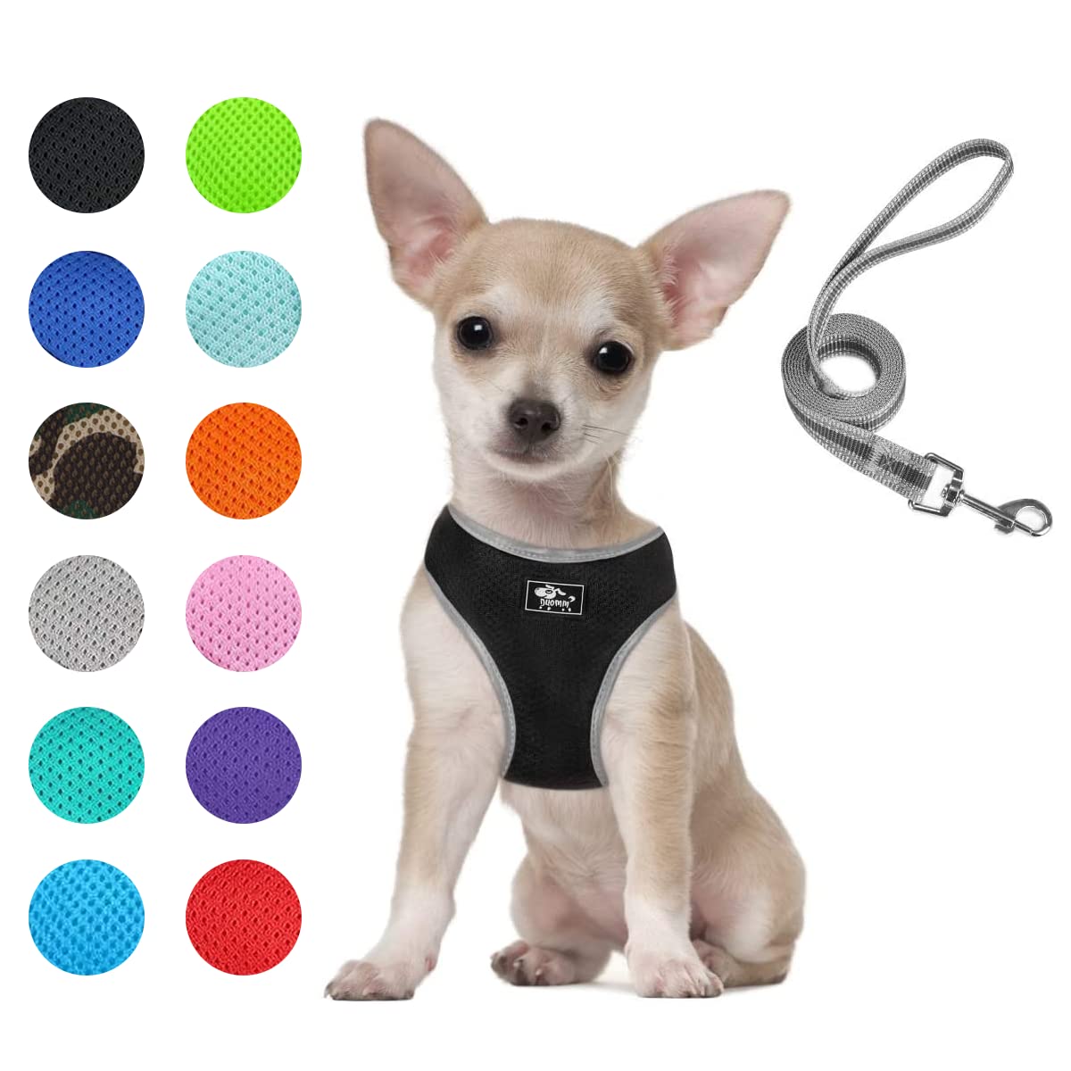 Puppy Harness And Leash Set - Dog Vest Harness For Small Dogs Medium Dogs- Adjustable Reflective Step In Harness For Dogs - Soft Mesh Comfort Fit No Pull No Choke (S, Black)