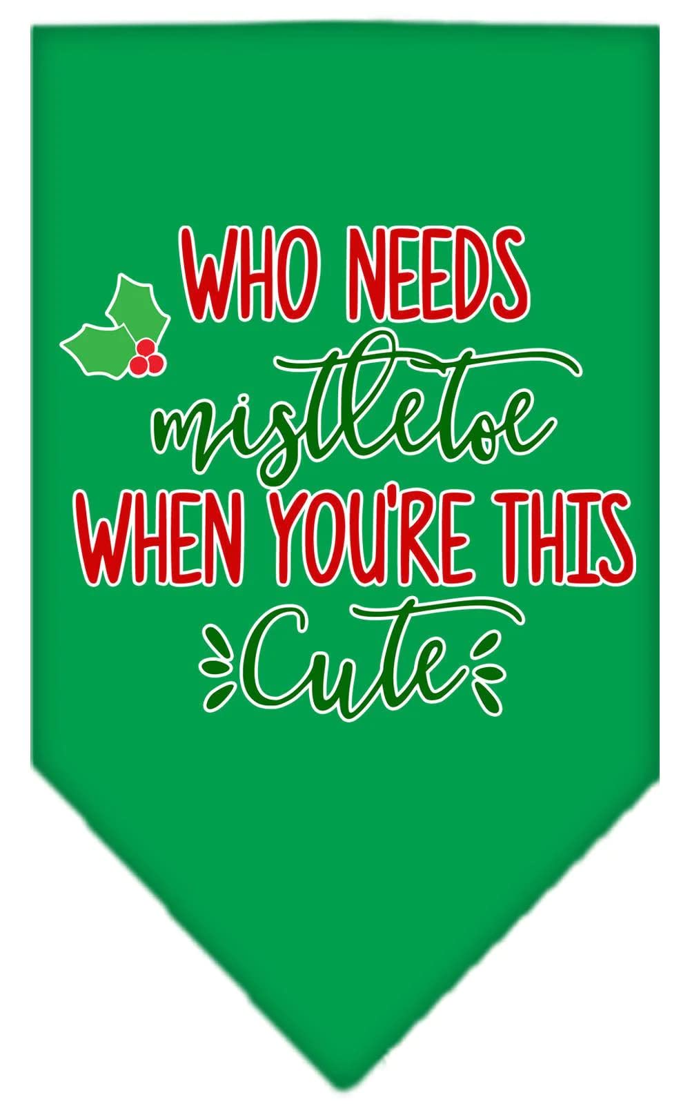 Christmas Pet and Dog Bandana Screen Printed, "Who Needs Mistletoe" Navy Blue Large