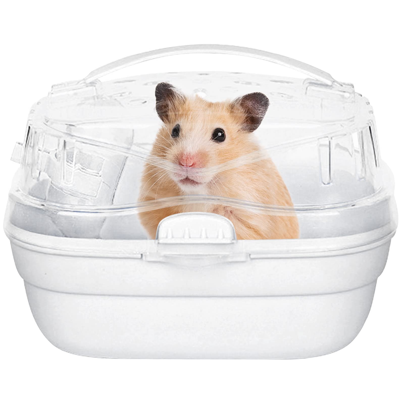 Kameiou White Travel Portable Small Animals Hamster Hedgehog Guinea Pig Carrier Cage For Hamsters Hedgehogs Ferret Guinea Pig Ca