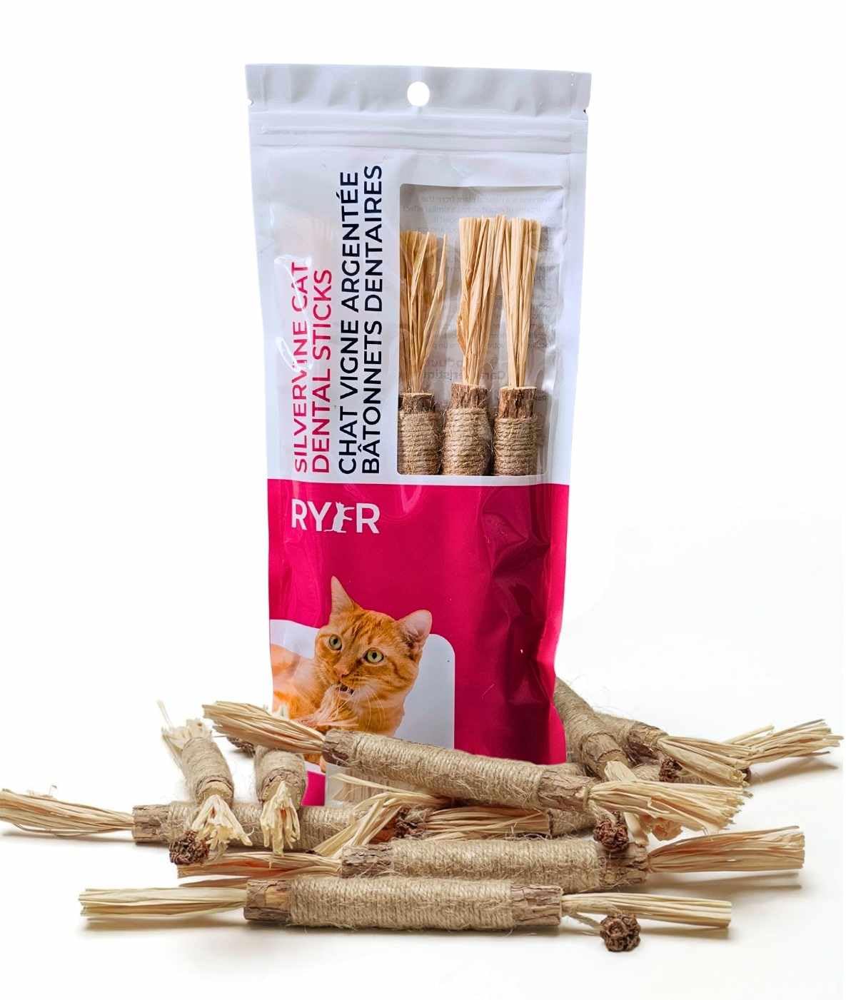 RYERCAT Silvervine Sticks for Cats - 100% Natural Cat Chew Toy for Aggressive Chewers and Kitten Teething - Pet Friendly, Smooth