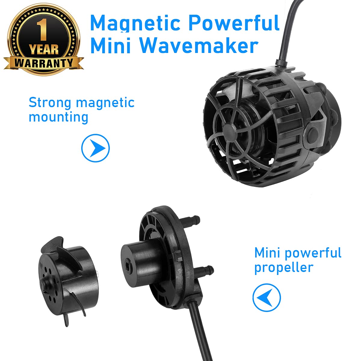 Hygger Quiet Magnetic Aquarium Wave Maker, 2600Gph Dc 24V Powerhead With Digital Led Display Controller, Submersible Water Inver